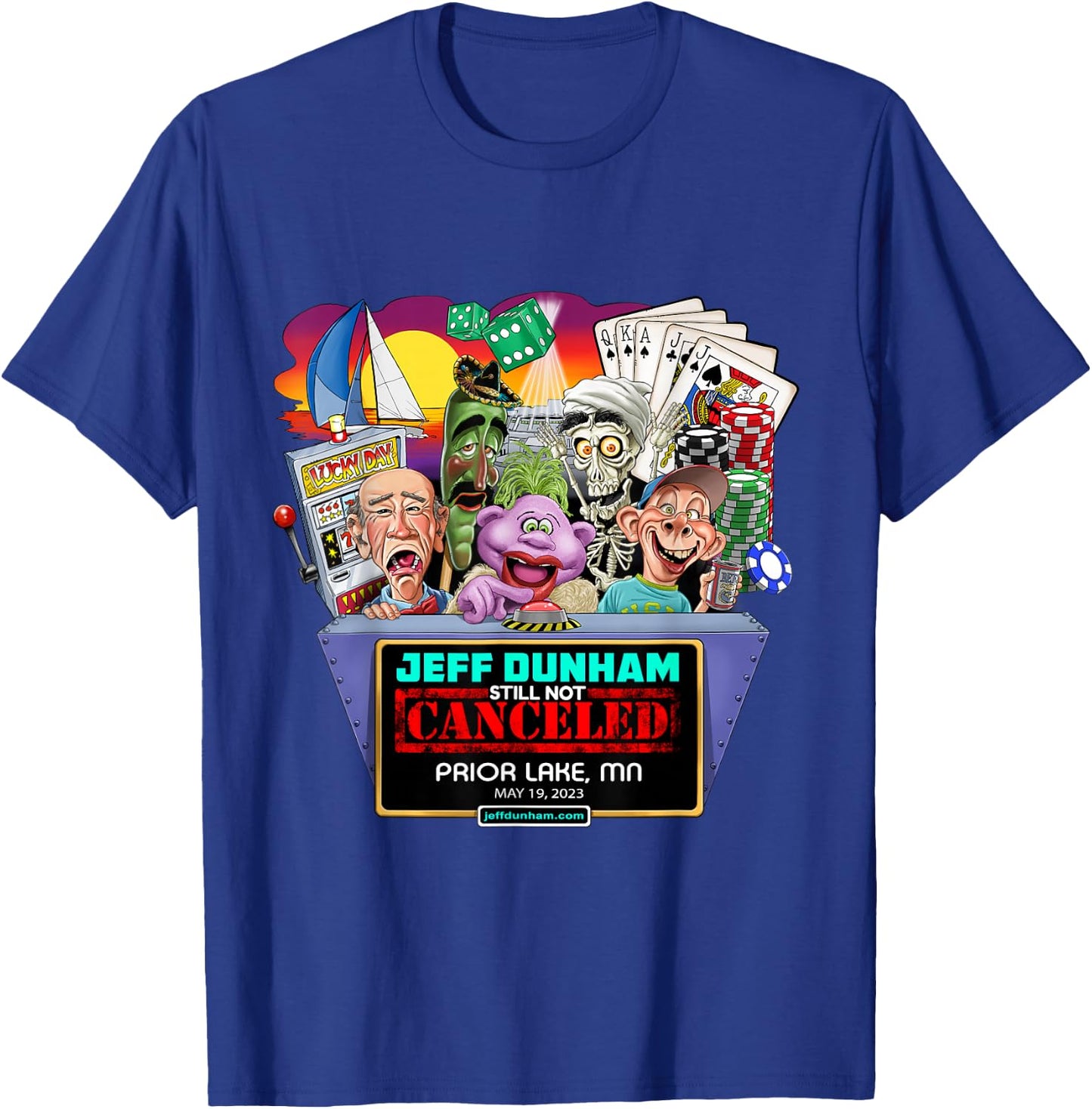 Jeff Dunham Prior Lake, MN (2023) T-Shirt - T-Shirt | Royal