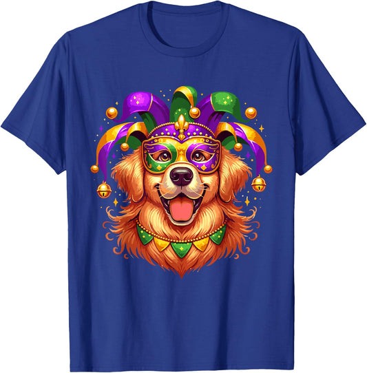 Golden Retriever Dog Costume Outfit Women Men Mardi Gras T-Shirt - T-Shirt | Royal