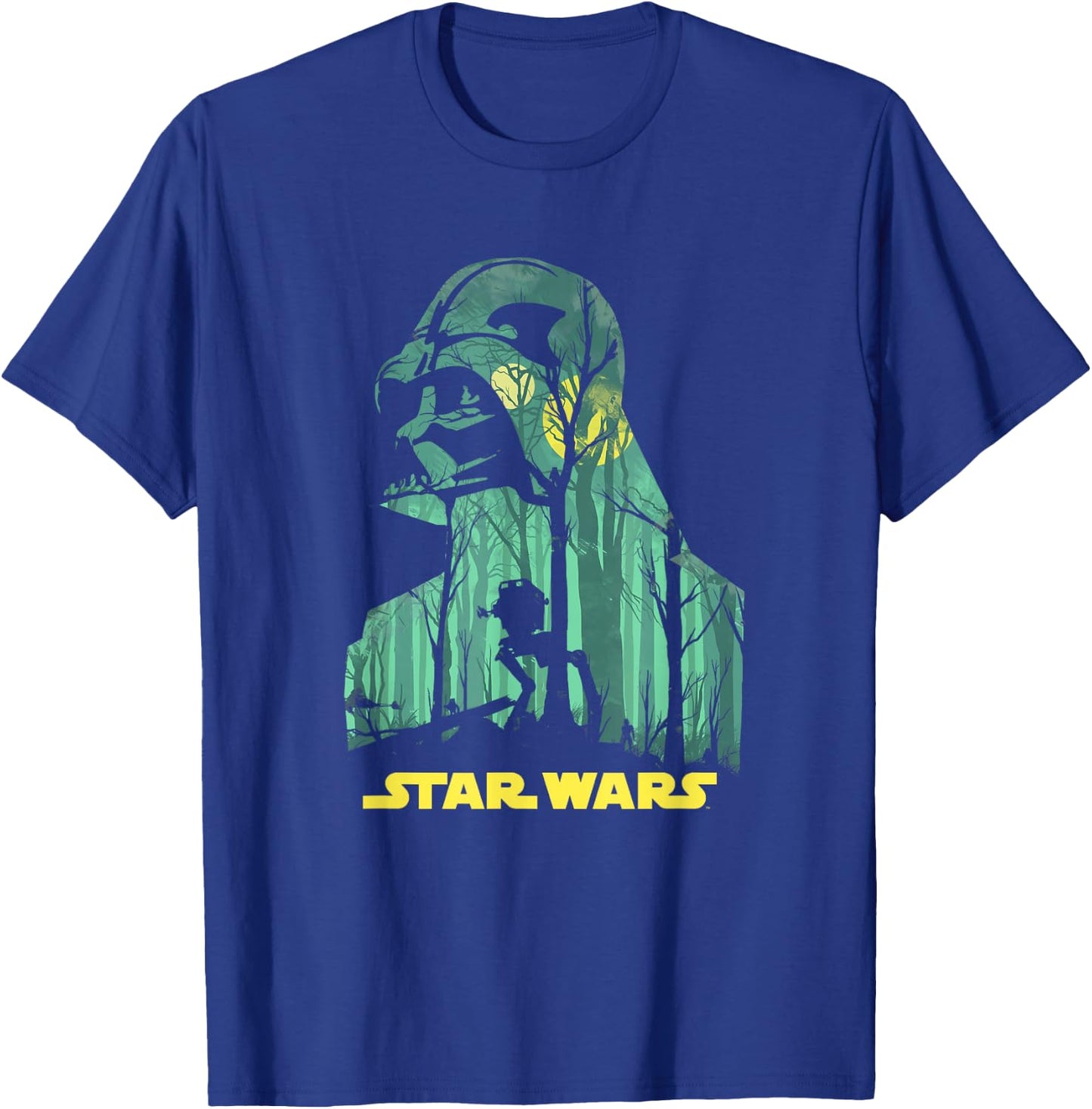 Star Wars Darth Vader Silhouette Endor Forest AT-ST Walker T-Shirt - T-Shirt | Royal
