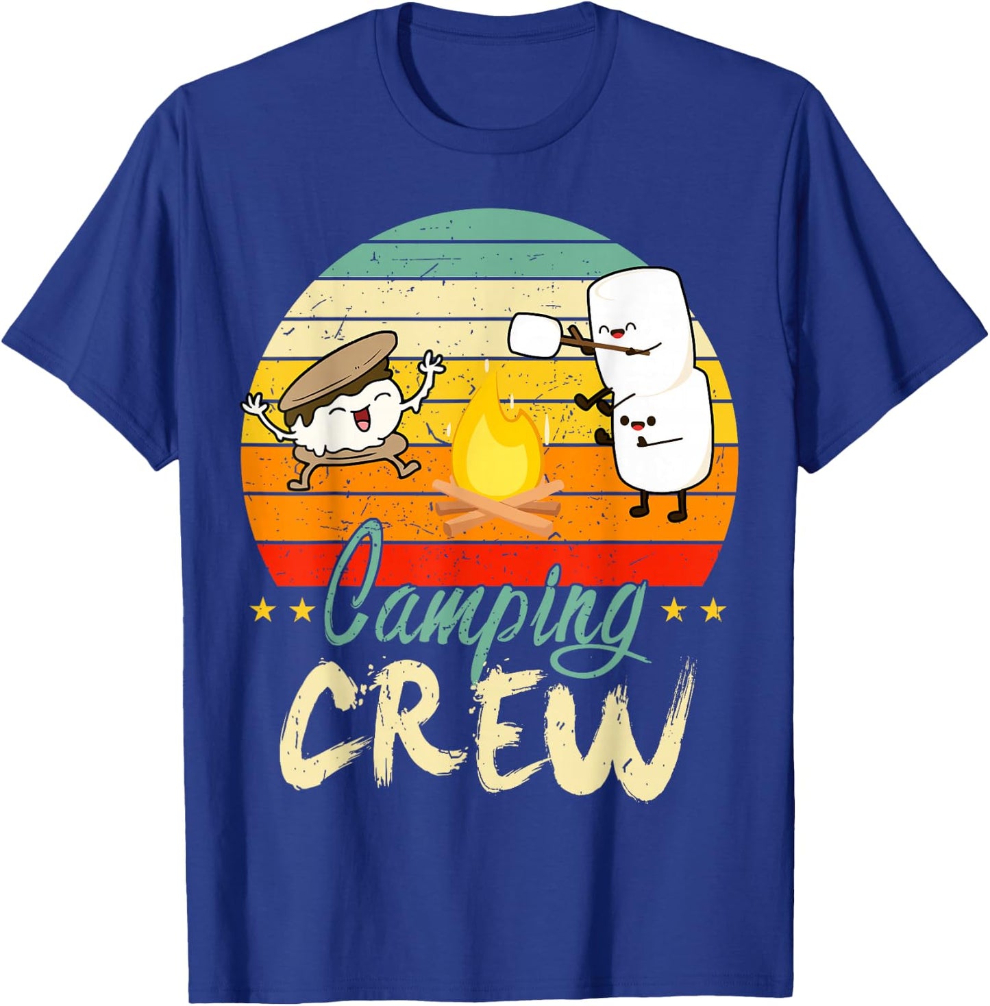 Kid Camping Crew Toddler Boy Women Family Funny Happy Camper T-Shirt - T-Shirt | Royal