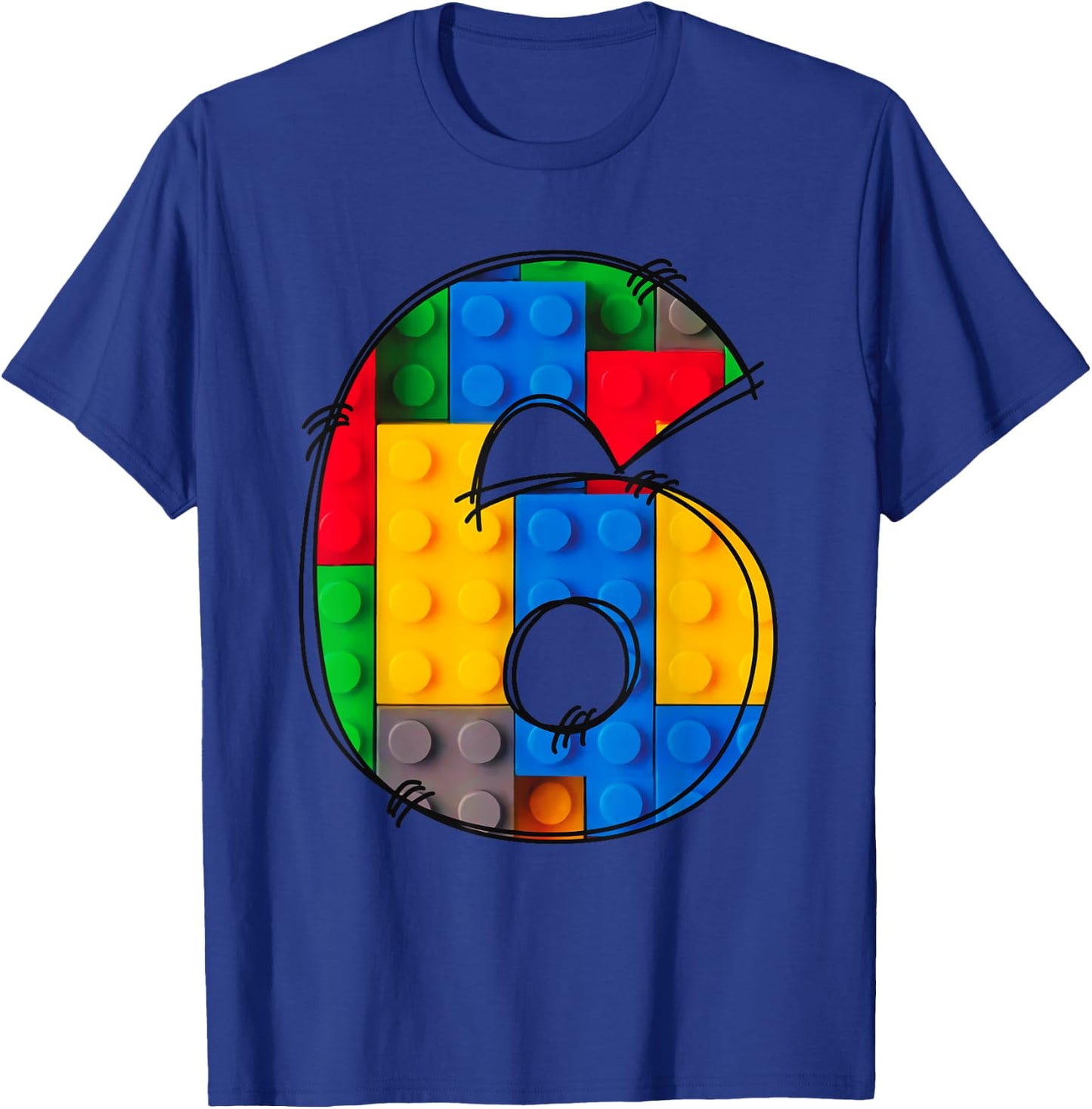 6 Year Old Blocks Building Master Builder 6th Birthday Kids T-Shirt - T-Shirt | Royal