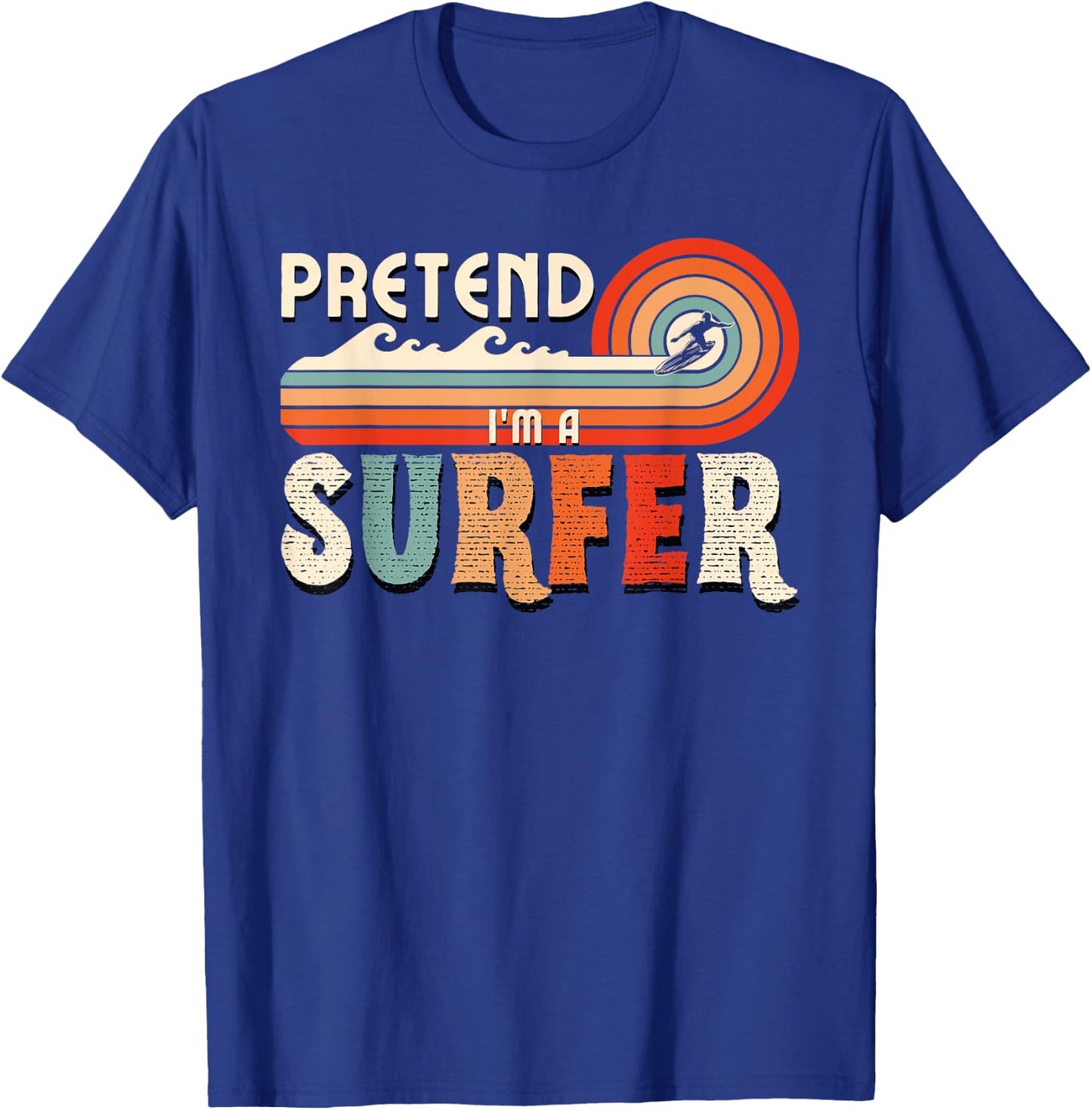 Pretend I'm A Surfer Retro Family Matching Halloween Costume T-Shirt - T-Shirt | Royal