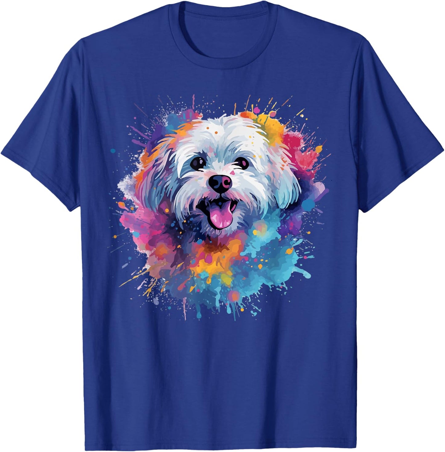 Colorful Maltese Splash Art Dog Men Women Kids T-Shirt - T-Shirt | Royal