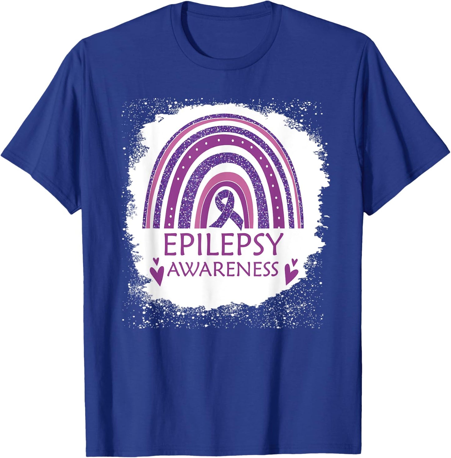Epilepsy Awareness Bleached Rainbow Purple Ribbon Men T-Shirt - T-Shirt | Royal