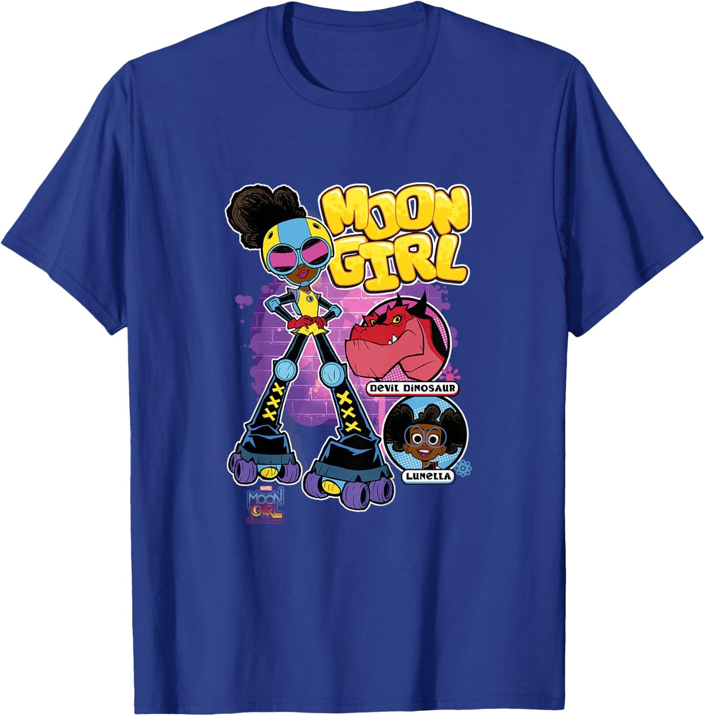 Kids Marvel Moon Girl And Devil Dinosaur Roller Skate Super Hero T-Shirt - T-Shirt | Royal