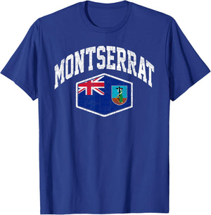 Montserrat Vintage Flag Throwback Design Souvenir T-Shirt - T-Shirt | Royal