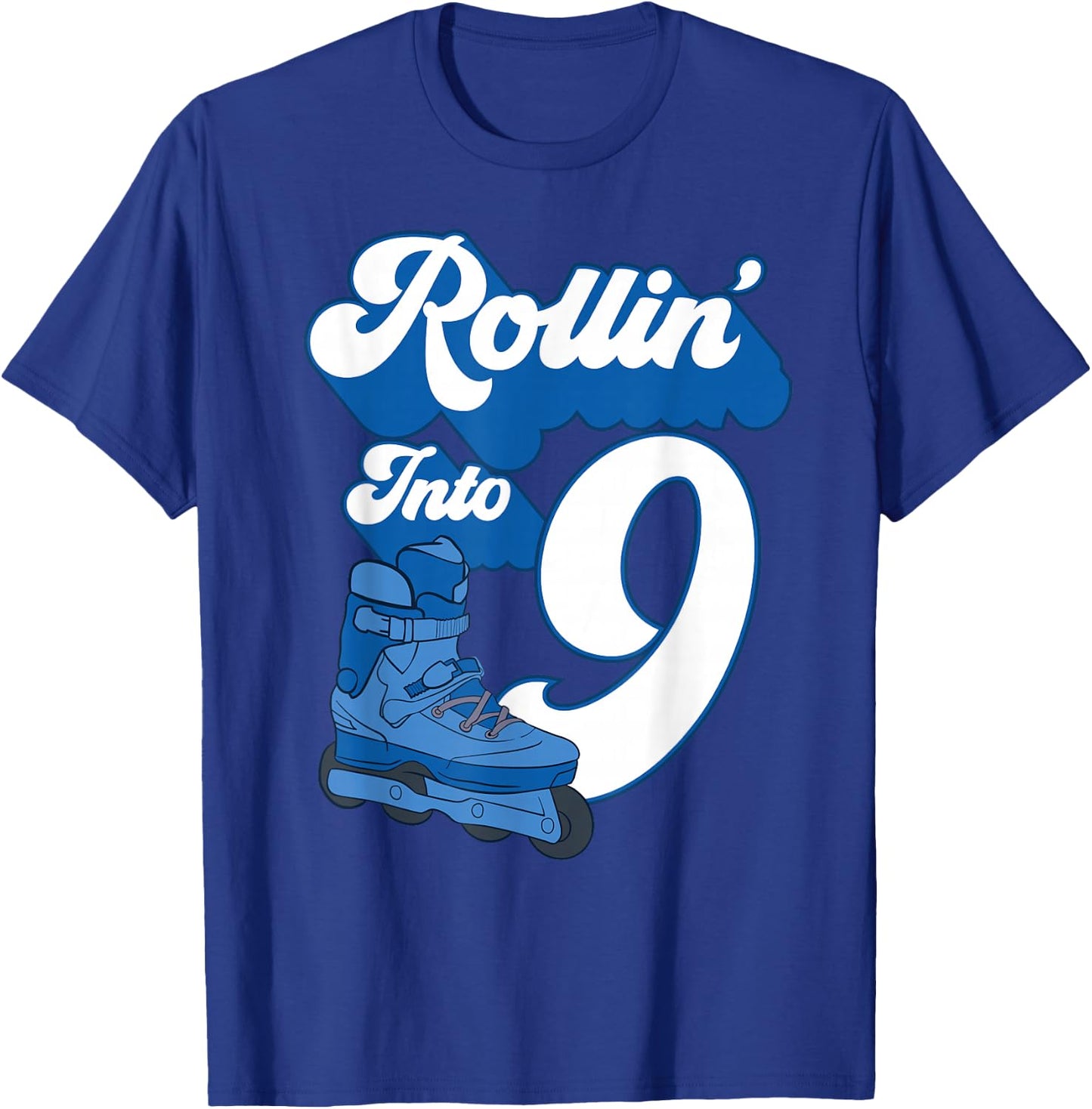 Rollin' Into 9 Roller Skating Birthday 12th Boy Kids Skate T-Shirt - T-Shirt | Royal