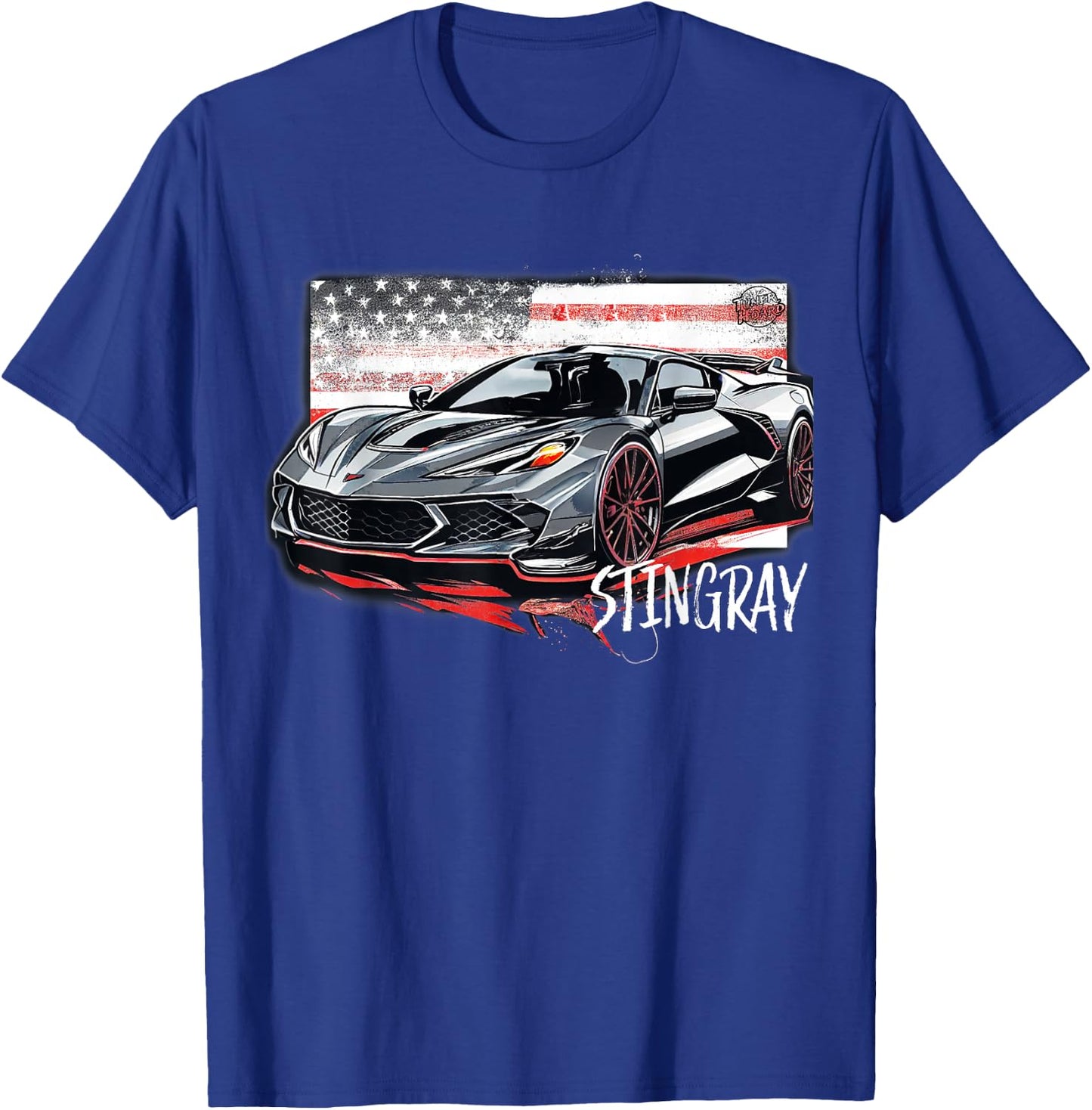 C8 American Muscle v8 Supercar Stingray Cool Vette Mechanic T-Shirt - T-Shirt | Royal