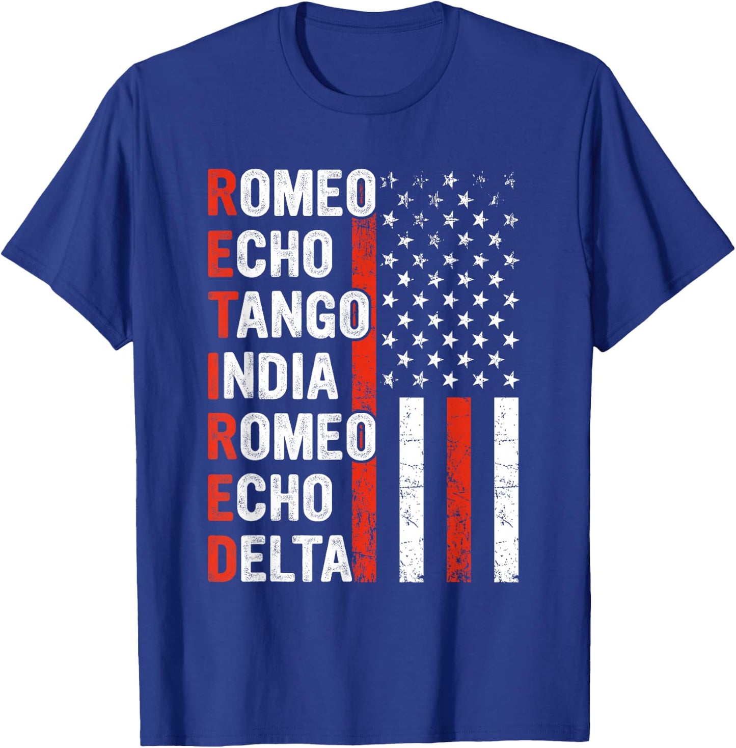 Phonetic Alphabet Retired Veteran Retirement Army Military T-Shirt - T-Shirt | Royal