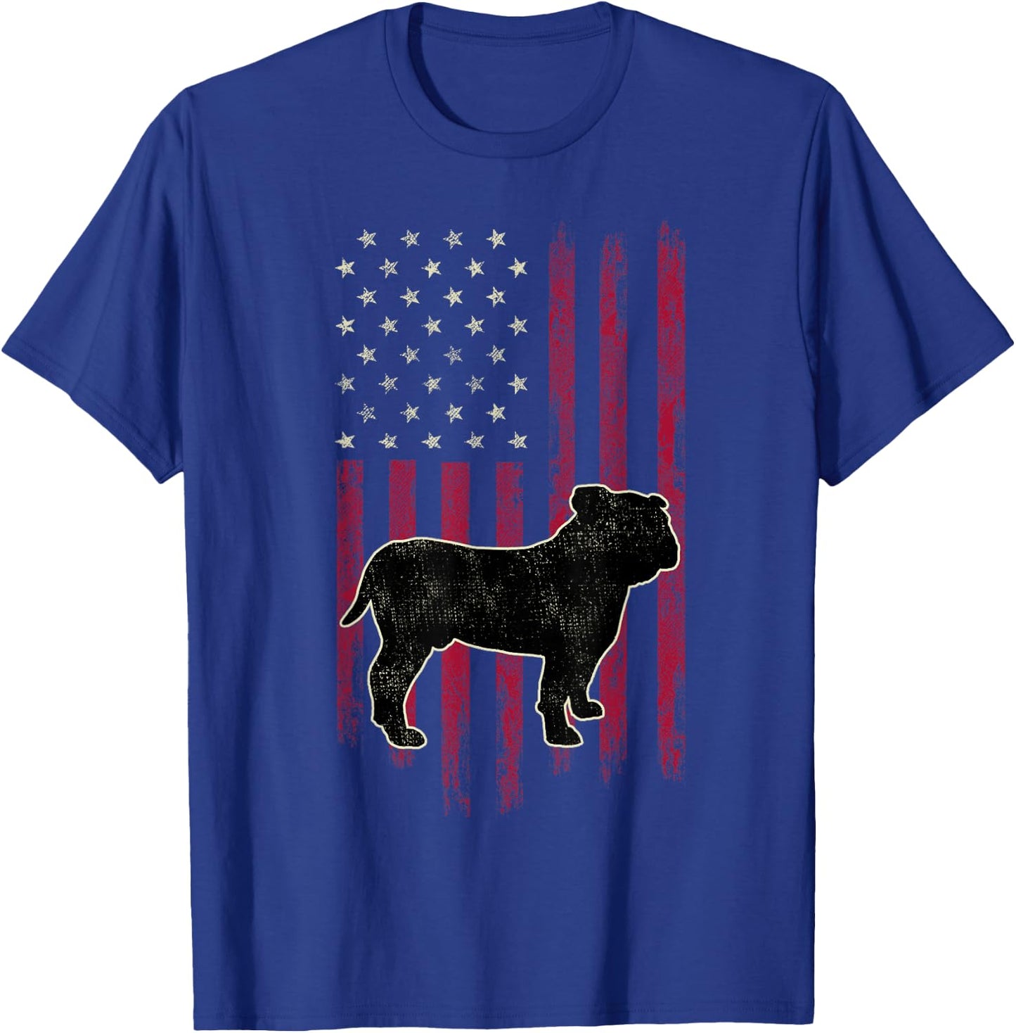 English Bulldog Dog Lovers American Flag 4th Of July T-Shirt - T-Shirt | Royal