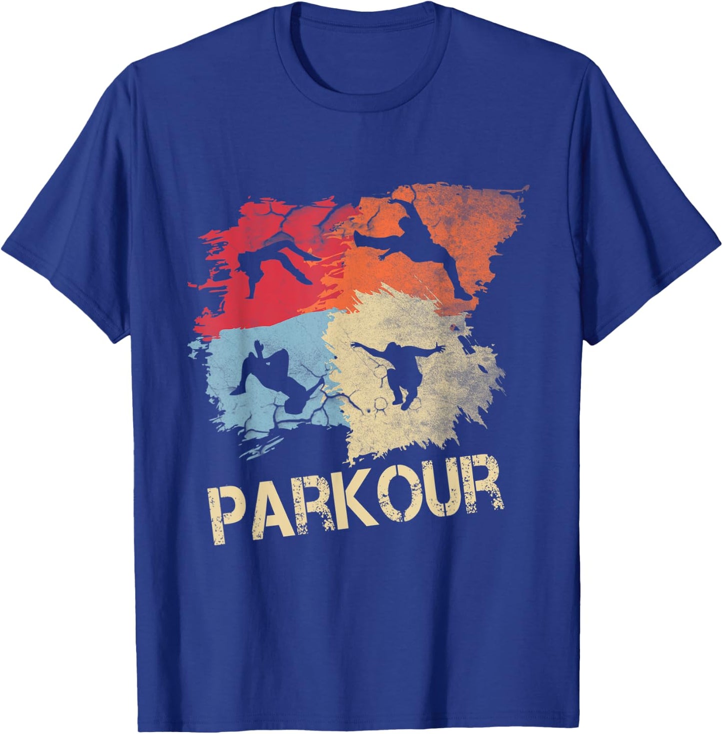 Retro Parkour Boys Silhouette Vintage Free Running Runner T-Shirt - T-Shirt | Royal