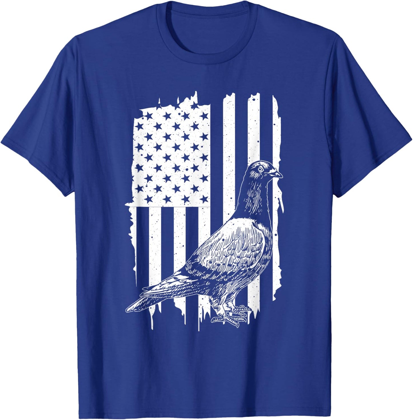 Cool Pigeon Design Men Women Patriotic US Flag Pigeon Lovers T-Shirt - T-Shirt | Royal