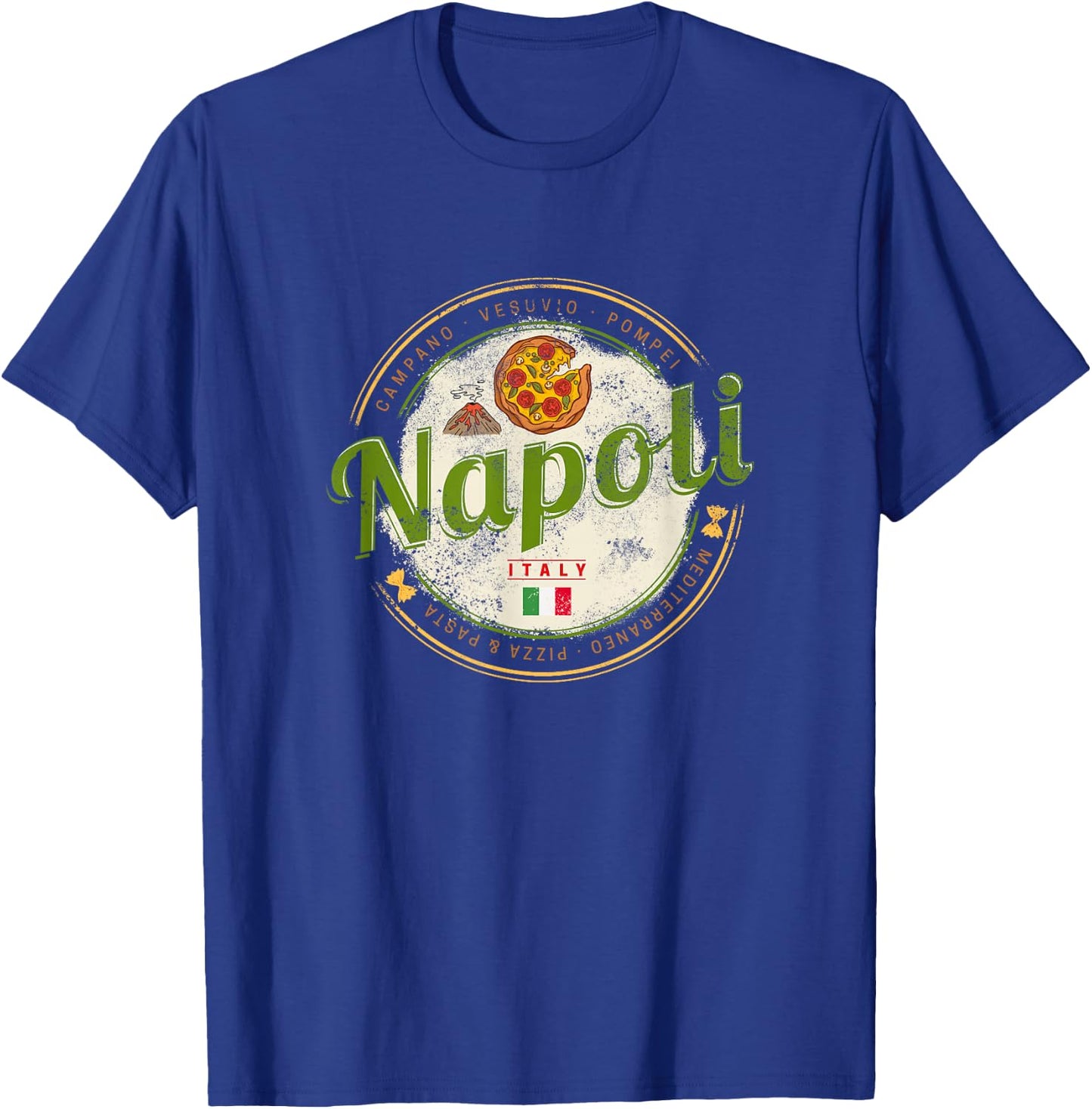 Naples Italy with Vesuvius and Pizza Vintage Souvenir T-Shirt - T-Shirt | Royal