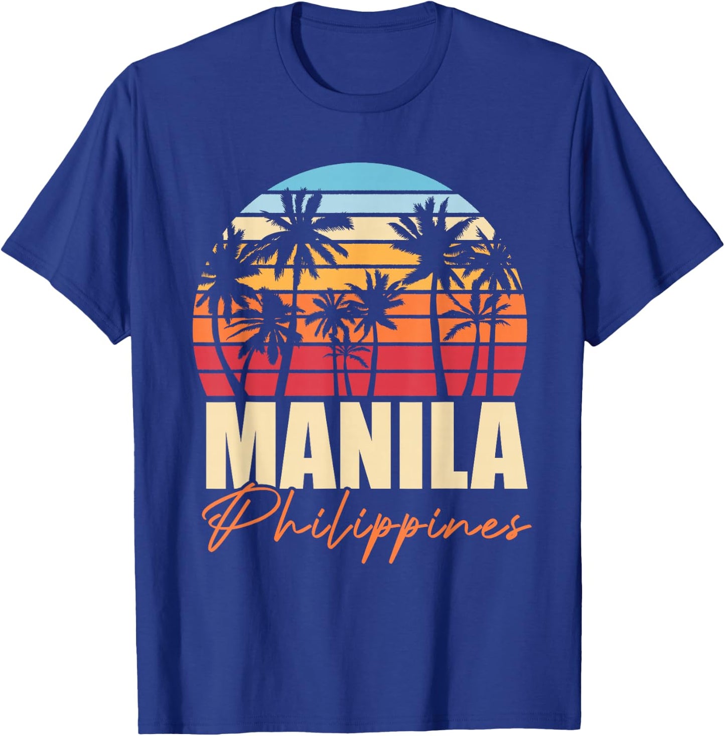 Palm Trees Filipino Pinoy Retro Tropical Manila Philippines T-Shirt - T-Shirt | Royal