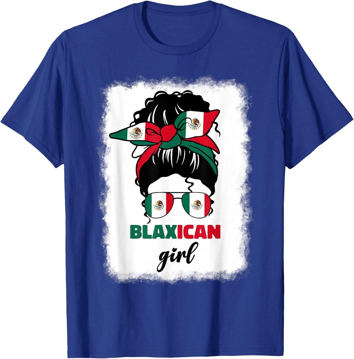 Blaxican Mexican American Black Girl Mexico Flag Chicano Fun T-Shirt - T-Shirt | Royal