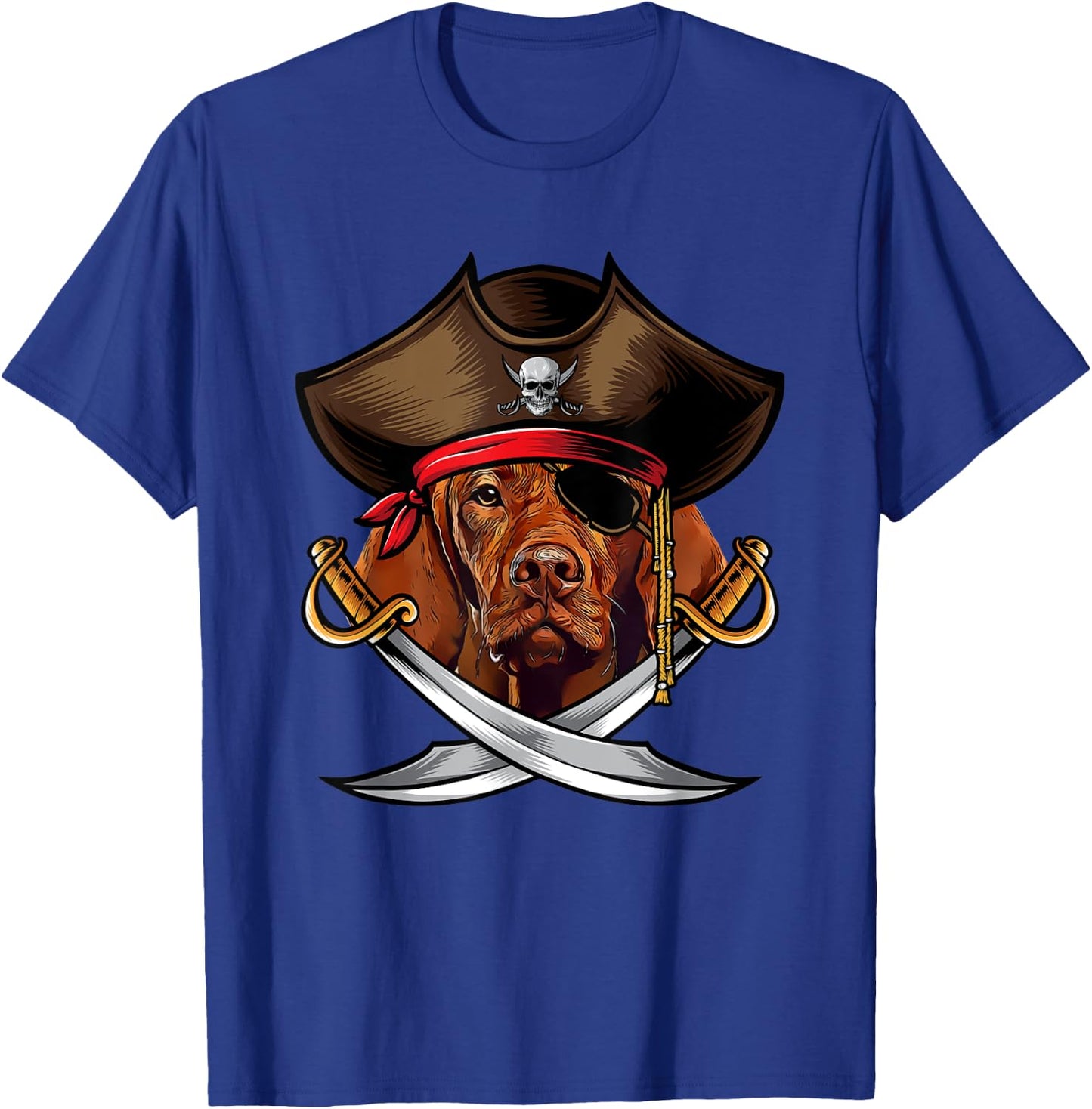 Funny Vizsla Dog Pirate Captain Halloween Women Kids T-Shirt - T-Shirt | Royal