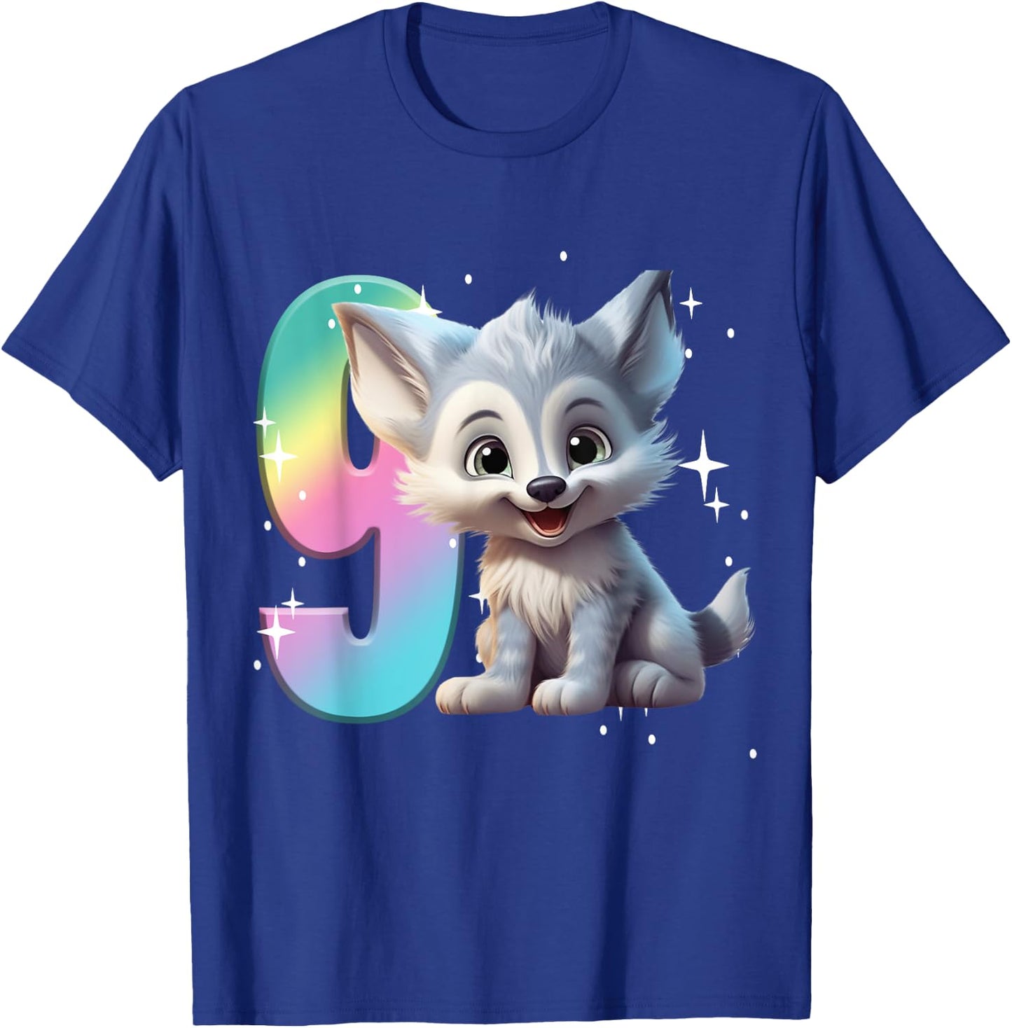 9th Birthday Wolf Shirt Birthday Girl Outfit Wolves 9 Nine T-Shirt - T-Shirt | Royal