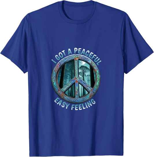 I Got A Easy Peaceful Sign Feeling Hippie Peace Forest Tree T-Shirt - T-Shirt | Royal