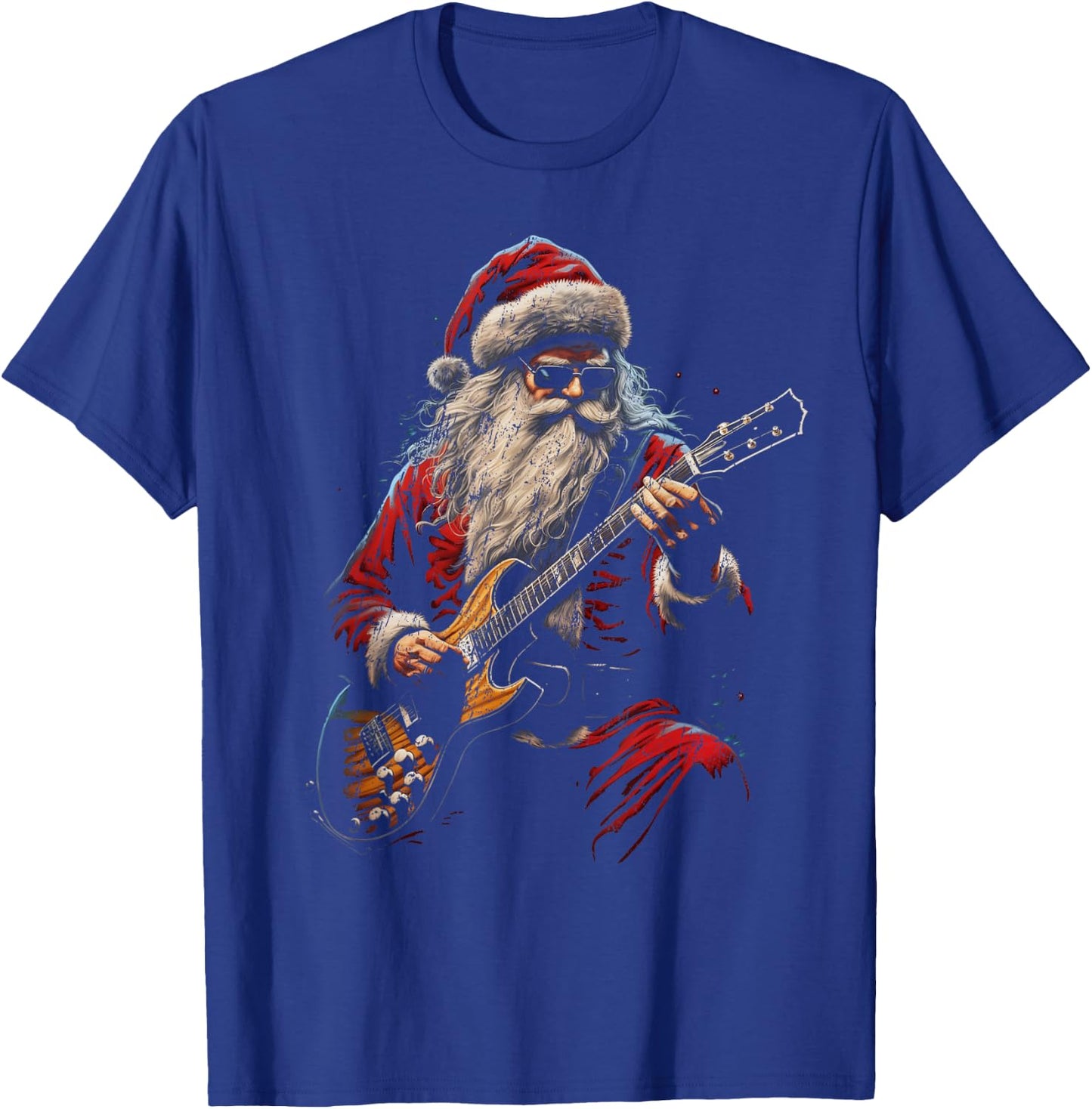 Rock Guitar Santa Claus Playing Guitar - Funny Christmas T-Shirt - T-Shirt | Royal