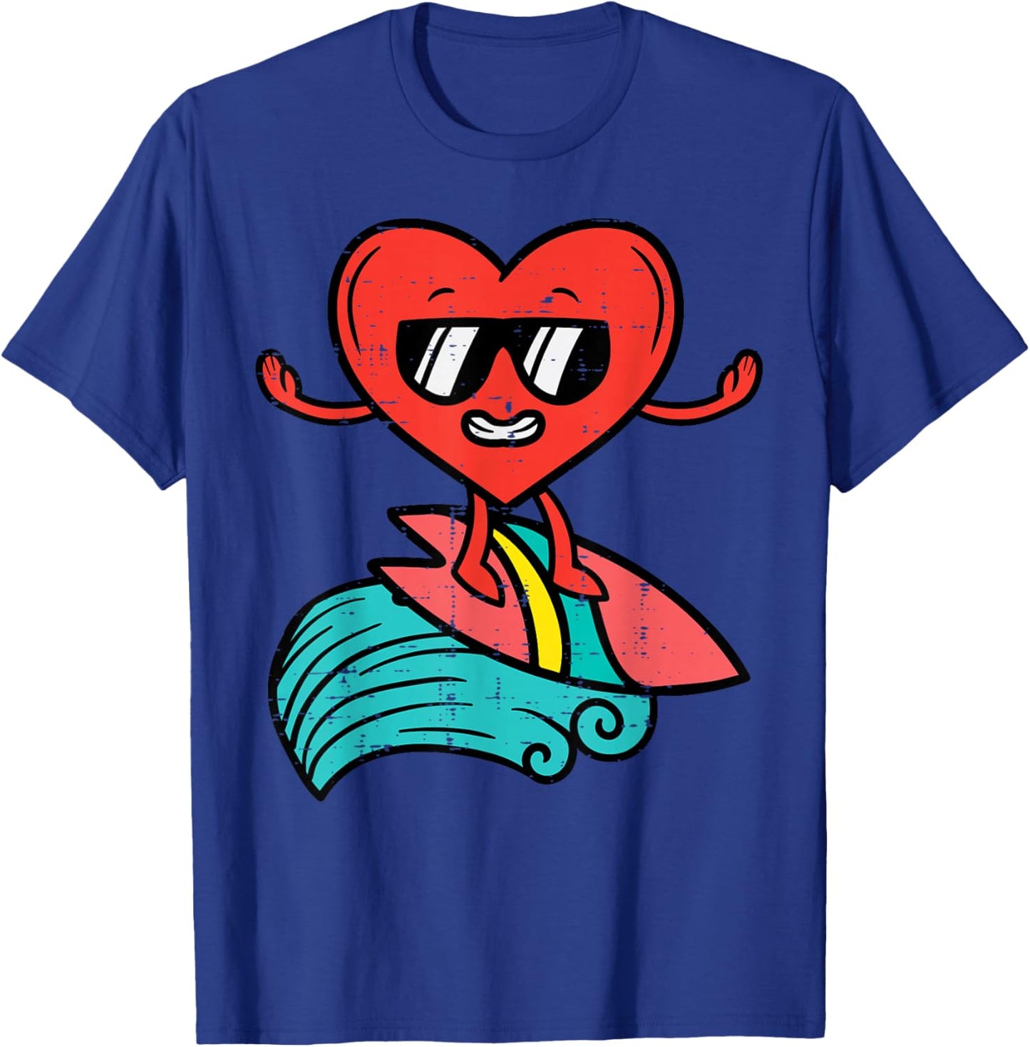 Valentines Day Surfing Heart Funny Surfer Men Women Kids Boy T-Shirt - T-Shirt | Royal