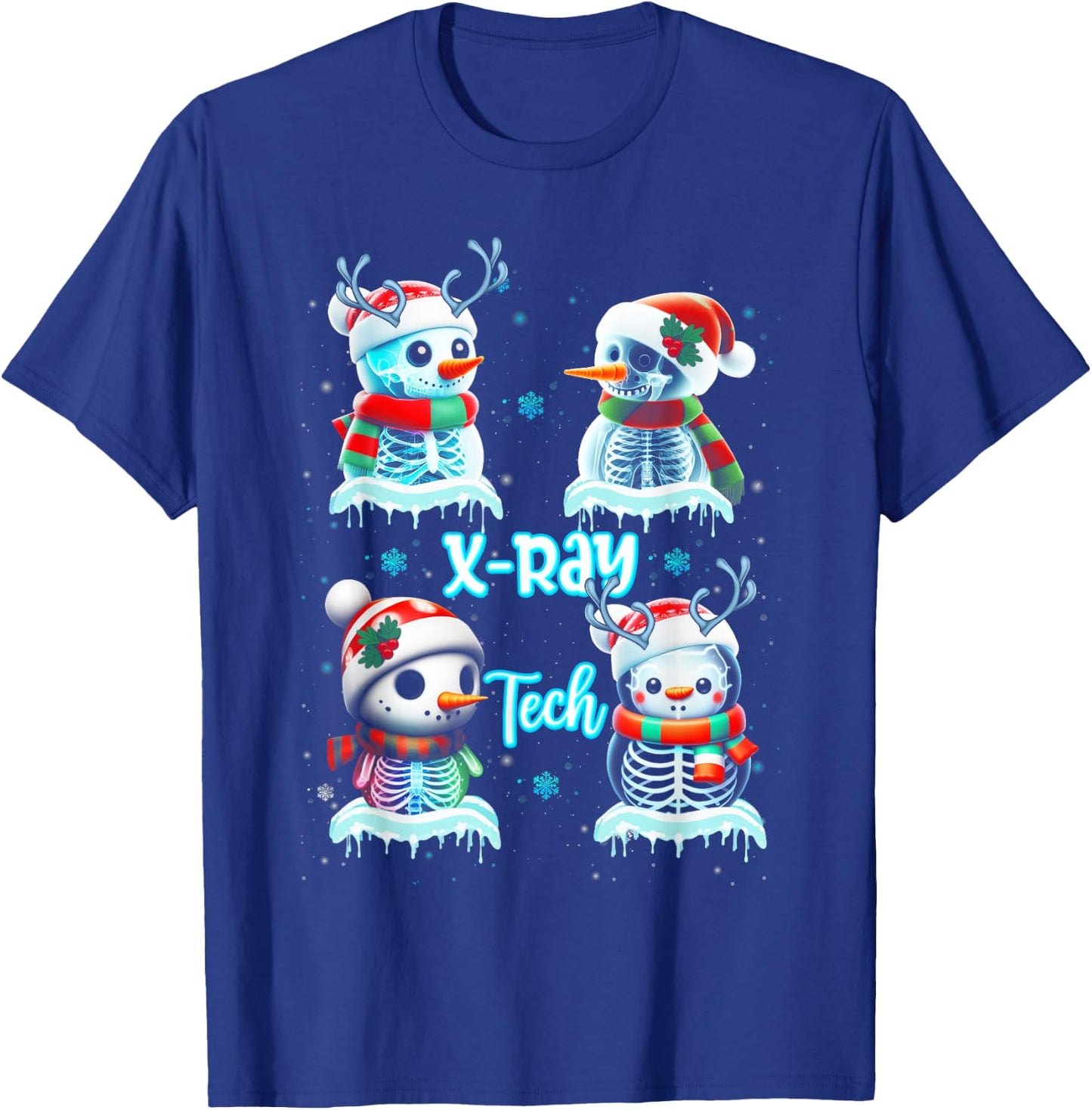 Radiology Technician X Ray Tech Funny Christmas Cute Snowman T-Shirt - T-Shirt | Royal