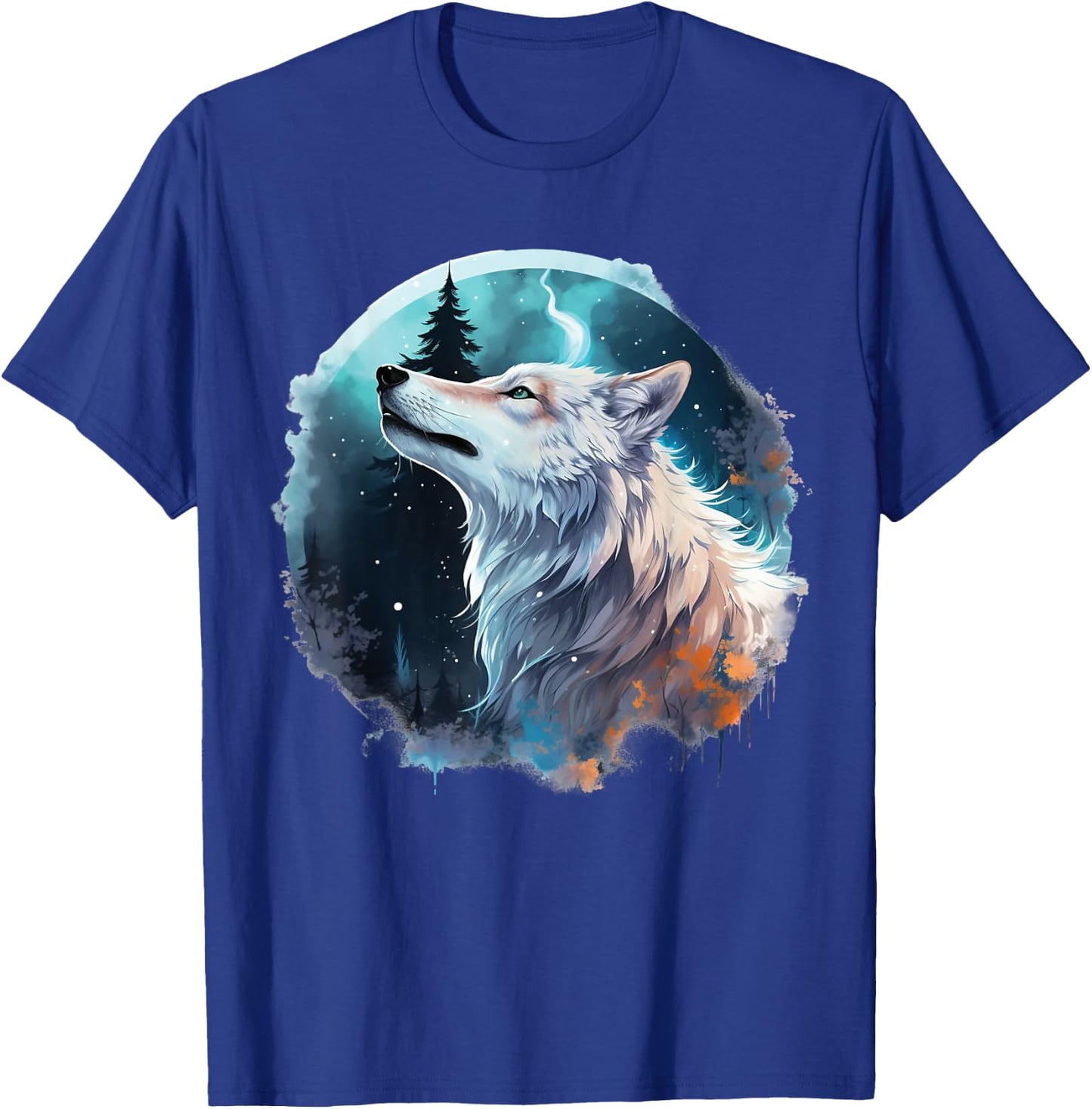 Wolf Howling At The Moon T-Shirt - T-Shirt | Royal