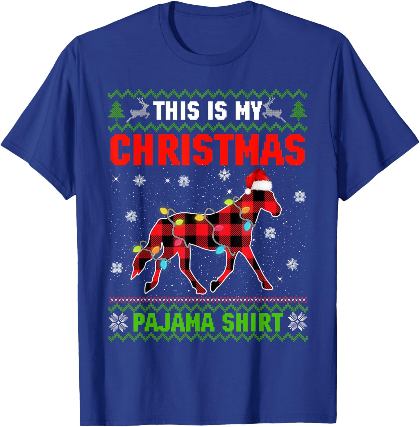 This Is My Christmas Lights Pajama Xmas Horse Lover T-Shirt - T-Shirt | Royal