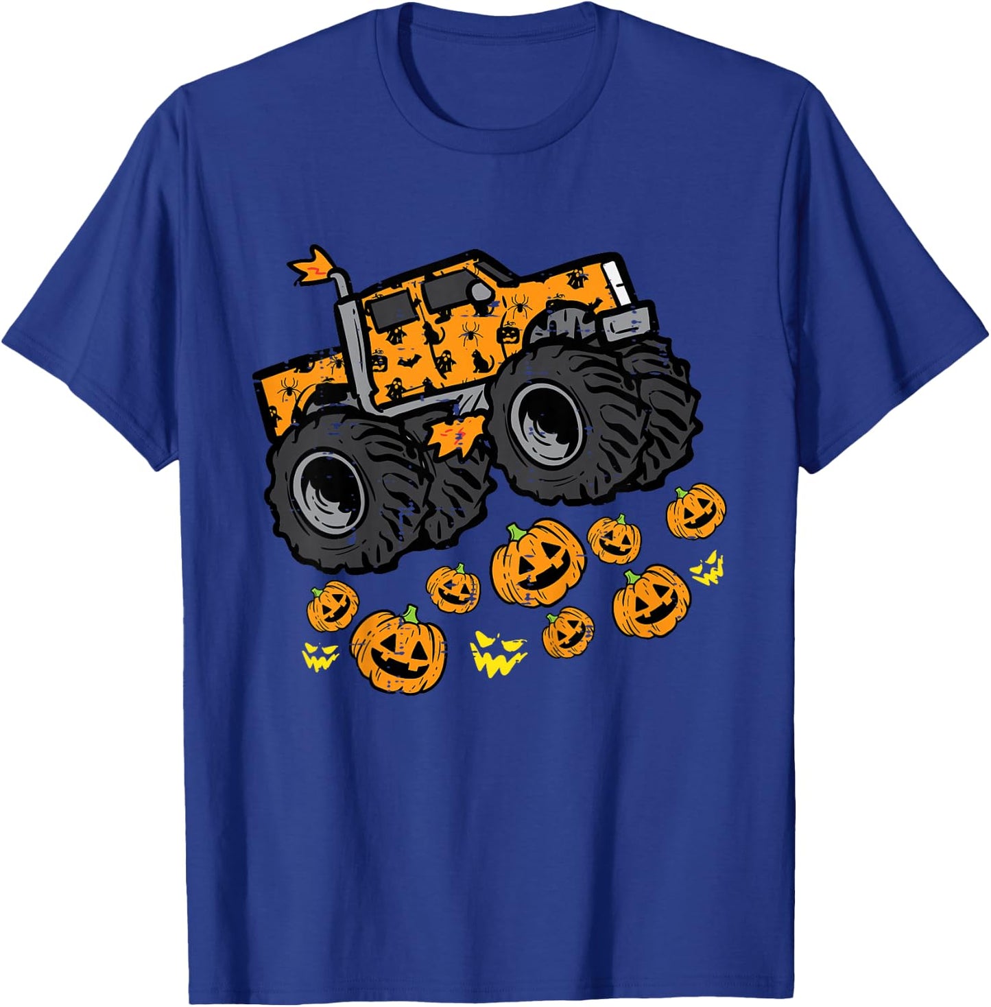 Kids Pumpkin Monster Truck Cool Halloween Costume Toddler Boys T-Shirt - T-Shirt | Royal