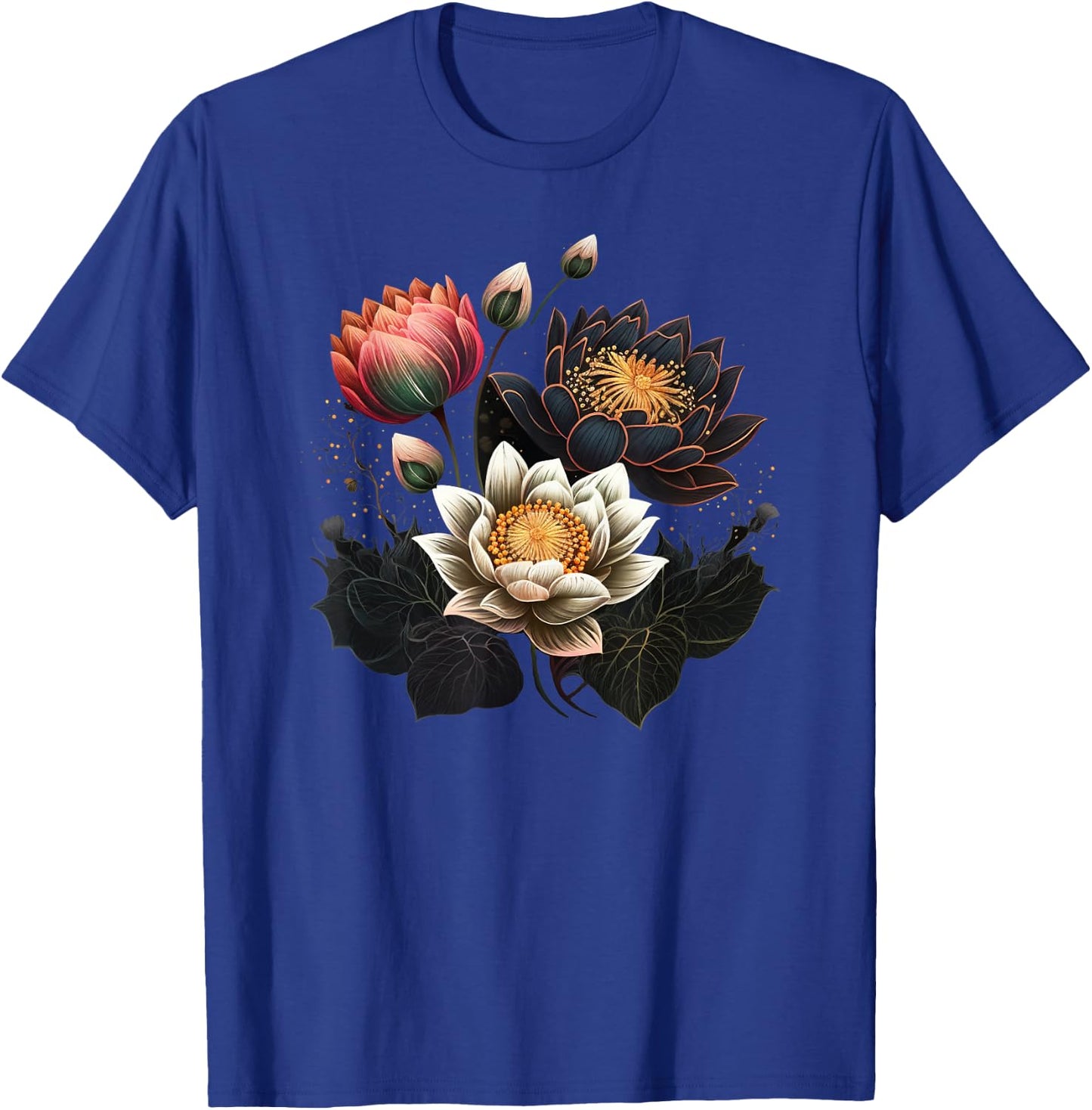 Lotus flowers Buddhism spiritual symbol yoga namaste blossom T-Shirt - T-Shirt | Royal