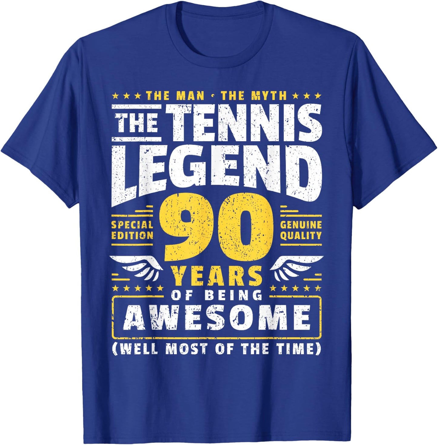90th Birthday Tennis Player 90 Years T-Shirt - T-Shirt | Royal