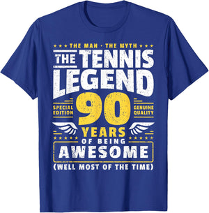 90th Birthday Tennis Player 90 Years T-Shirt - T-Shirt | Royal
