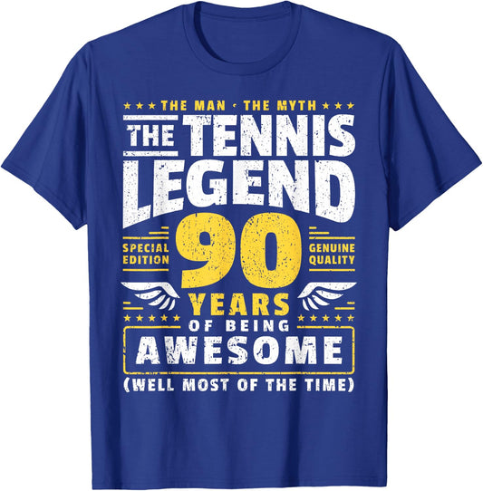 90th Birthday Tennis Player 90 Years T-Shirt - T-Shirt | Royal