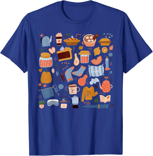 Scandinavian Folk Art Hygge Cottagecore Book Lovers Gift T-Shirt - T-Shirt | Royal