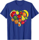 Funny Fruits Collage Cute Heart Fruit and Vegetables T-Shirt - T-Shirt | Royal