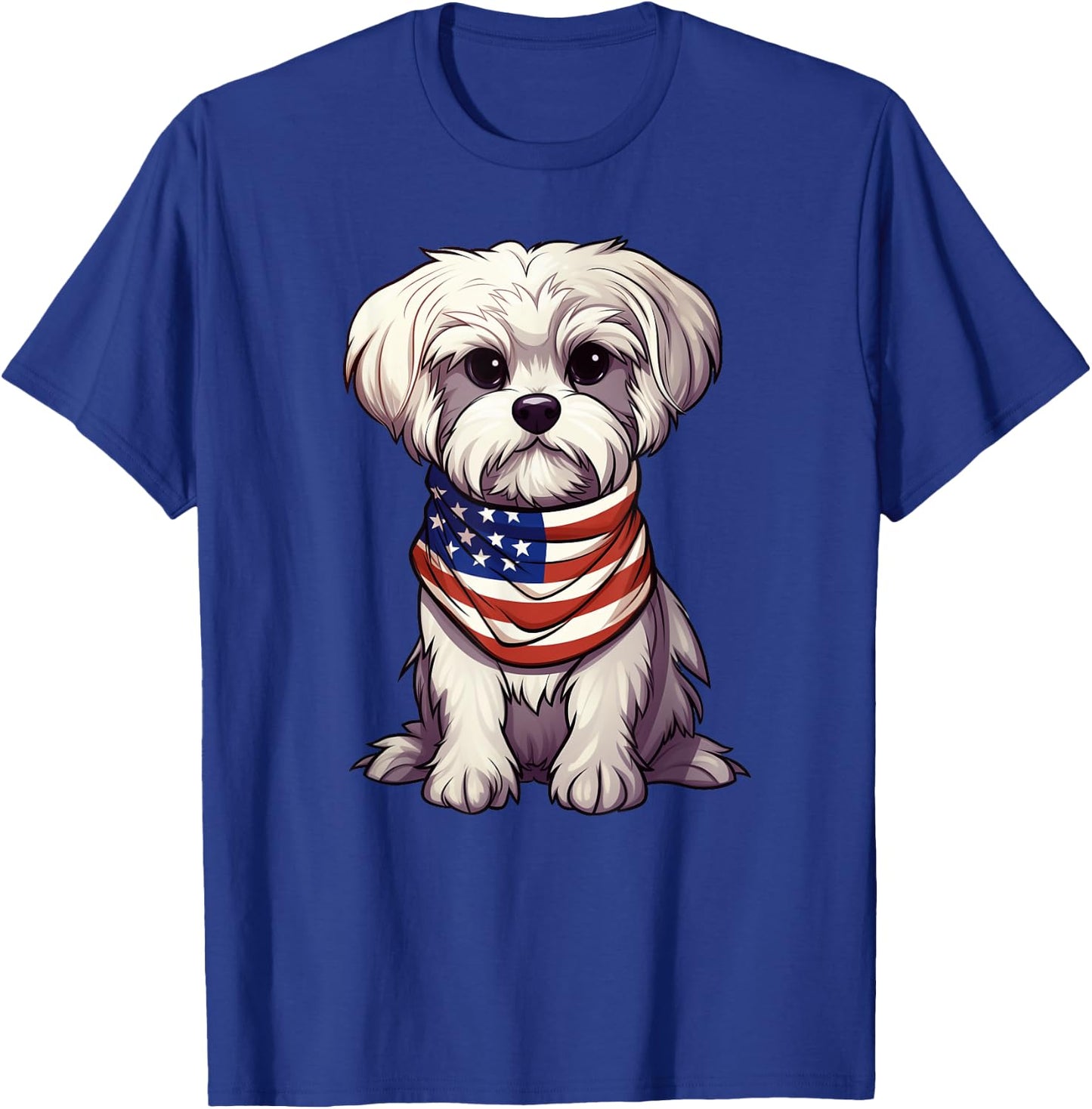 Maltese American Flag Maltese Dog Owner Mom Dad Men Women T-Shirt - T-Shirt | Royal