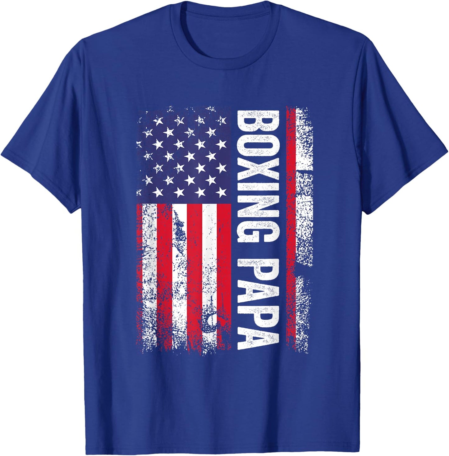 Boxing Papa American Flag USA Patriotic T-Shirt - T-Shirt | Royal