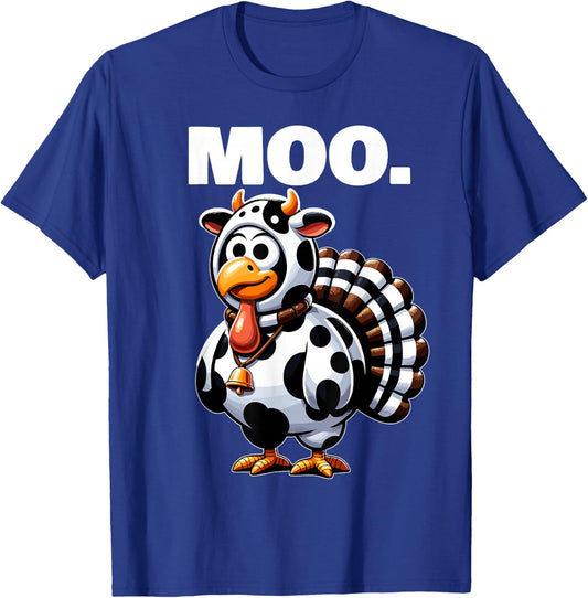 Turkey Moo Funny Thanksgiving T-Shirt - T-Shirt | Royal