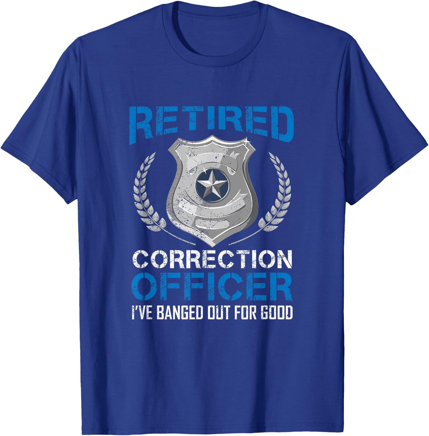 Retired Corrections Officer Badge - Men's Black Classic Fit Short Sleeve - Law Enforcement - Size Small T-Shirt - T-Shirt | Royal