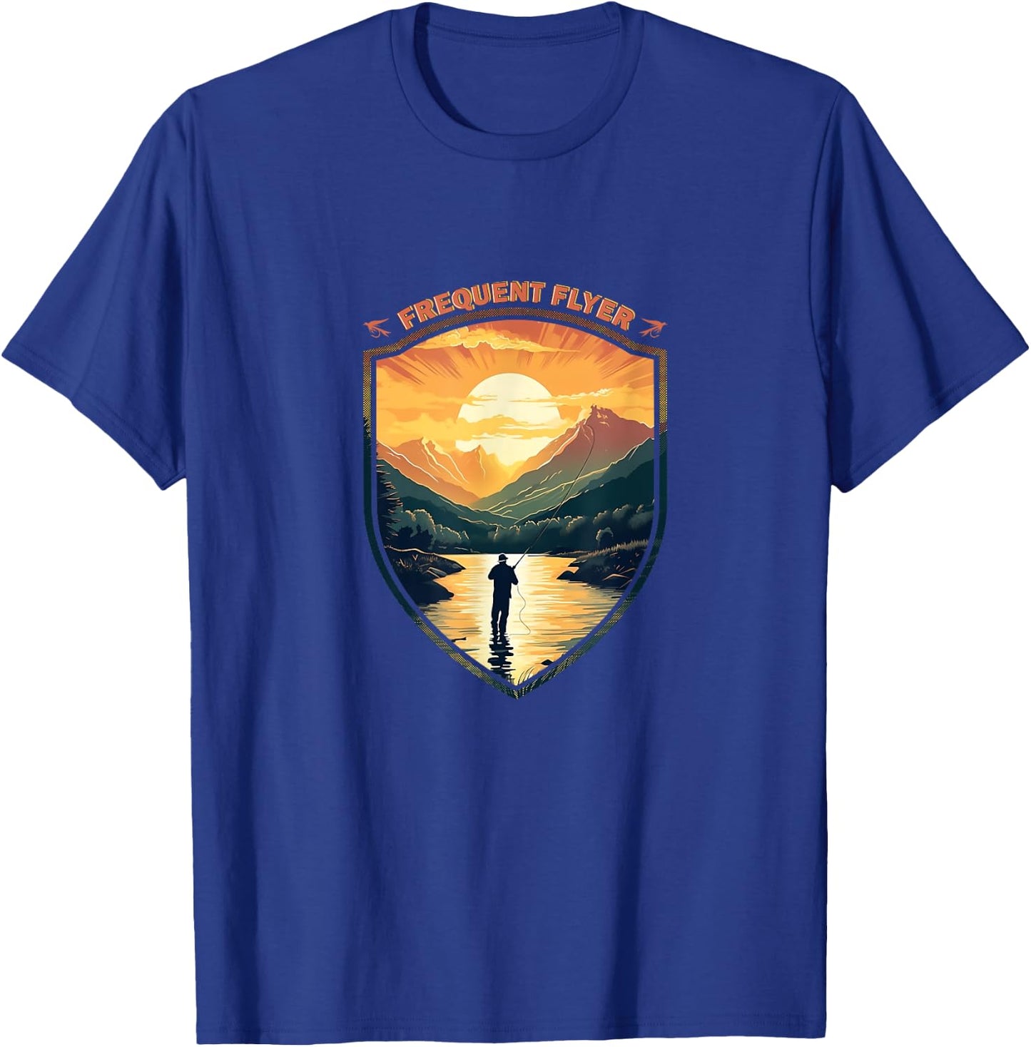 Frequent Flyer Vintage Angler Delight Fly Fisher Enthusiasts T-Shirt - T-Shirt | Royal
