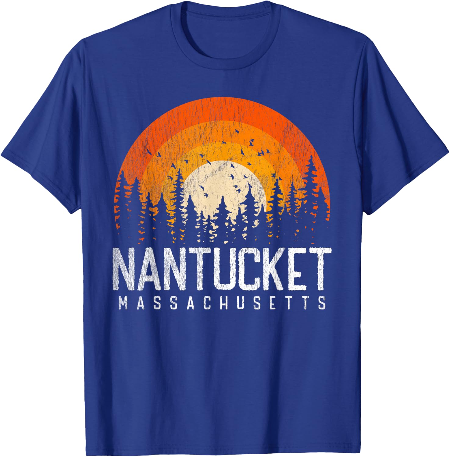 Nantucket Massachusetts MA Shirt Vintage 80s 90s Retro Gift T-Shirt - T-Shirt | Royal
