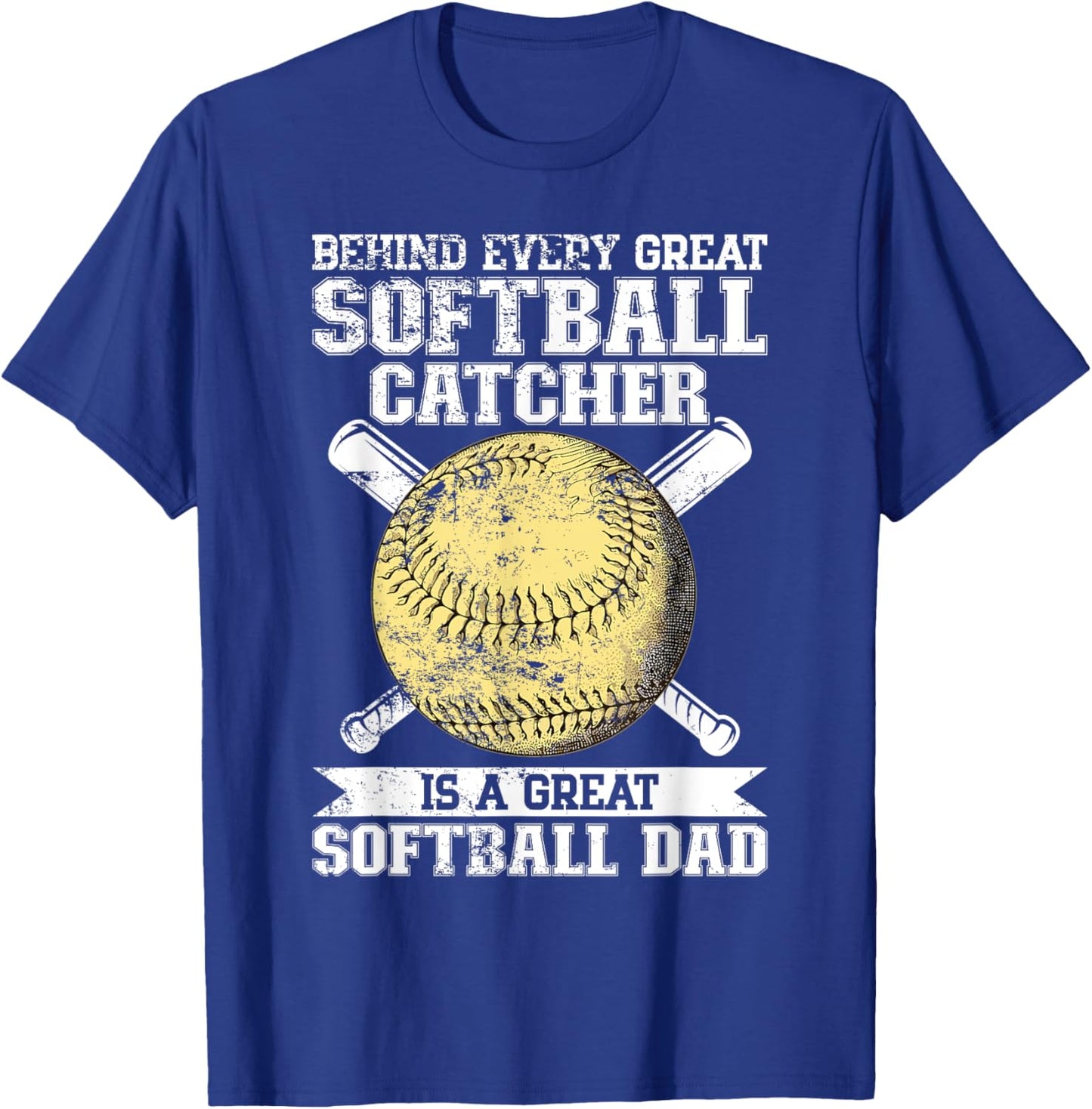 Softball Catcher Dad Pitcher Fastpitch Coach Fathers Day T-Shirt - T-Shirt | Royal