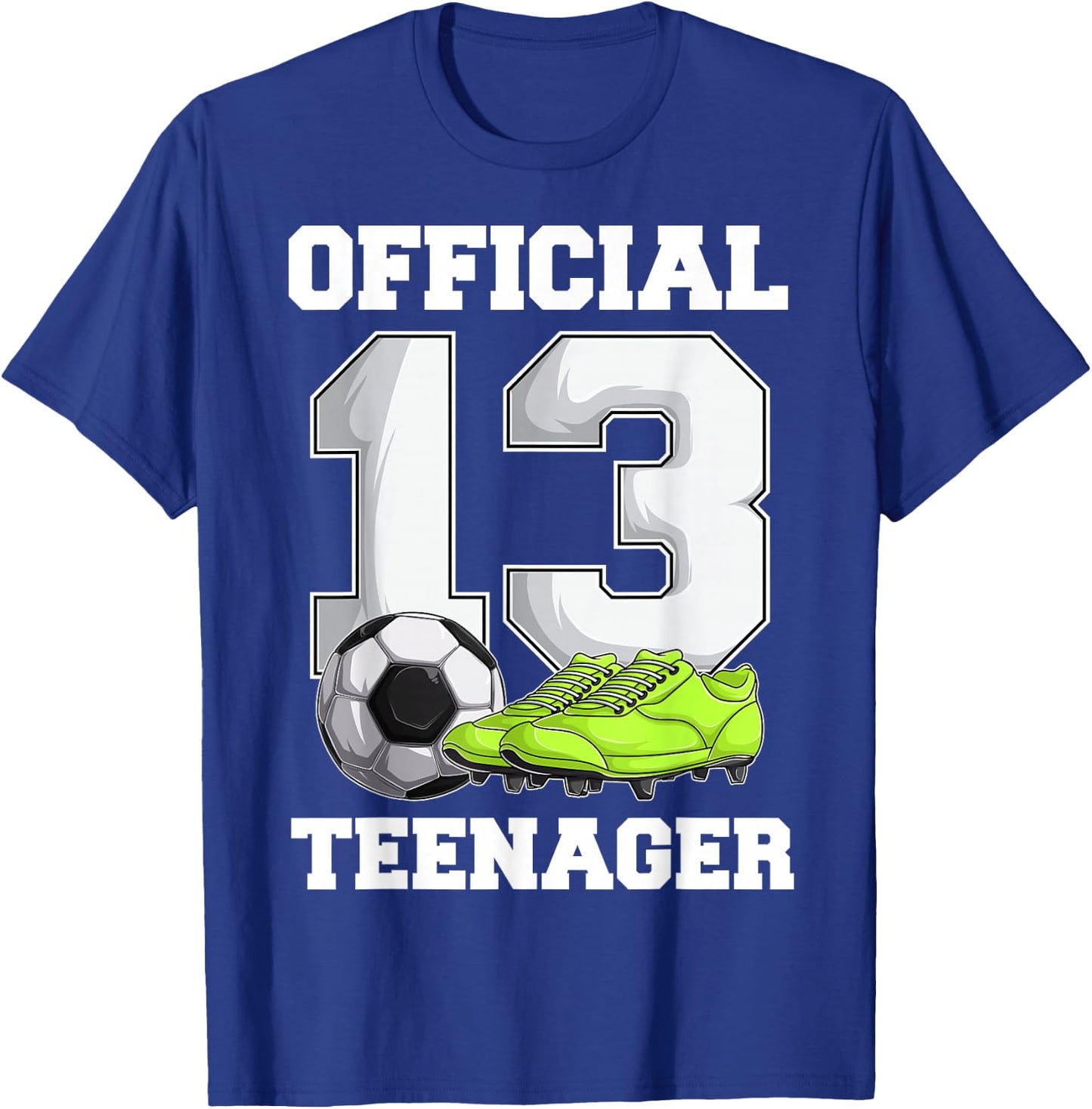Soccer 13 Year Old Birthday Boy Shirt, Official Teenager T-Shirt - T-Shirt | Royal