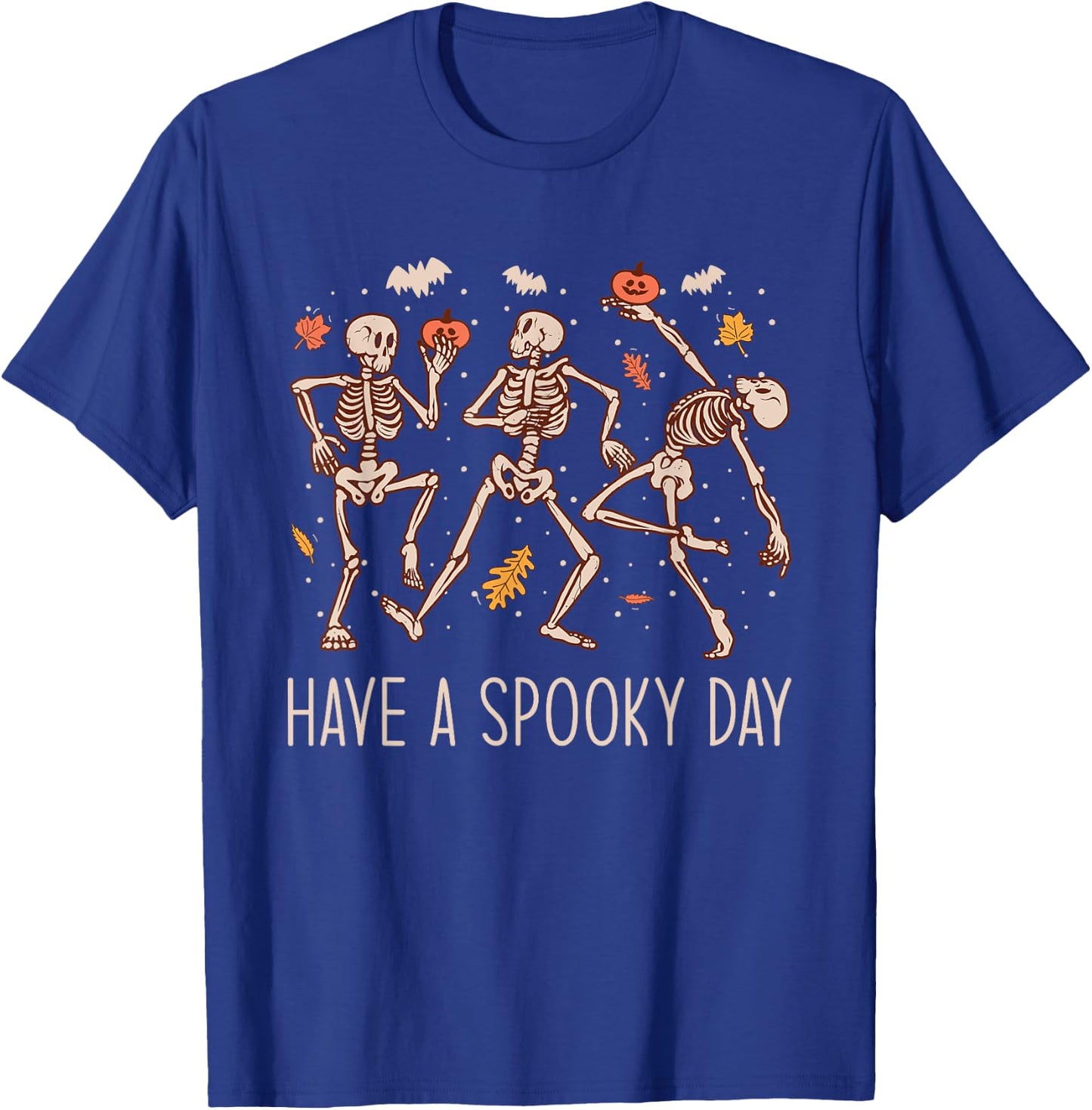Halloween Dancing Skeletons Have a Spooky Day Fun Retro Joy T-Shirt - T-Shirt | Royal