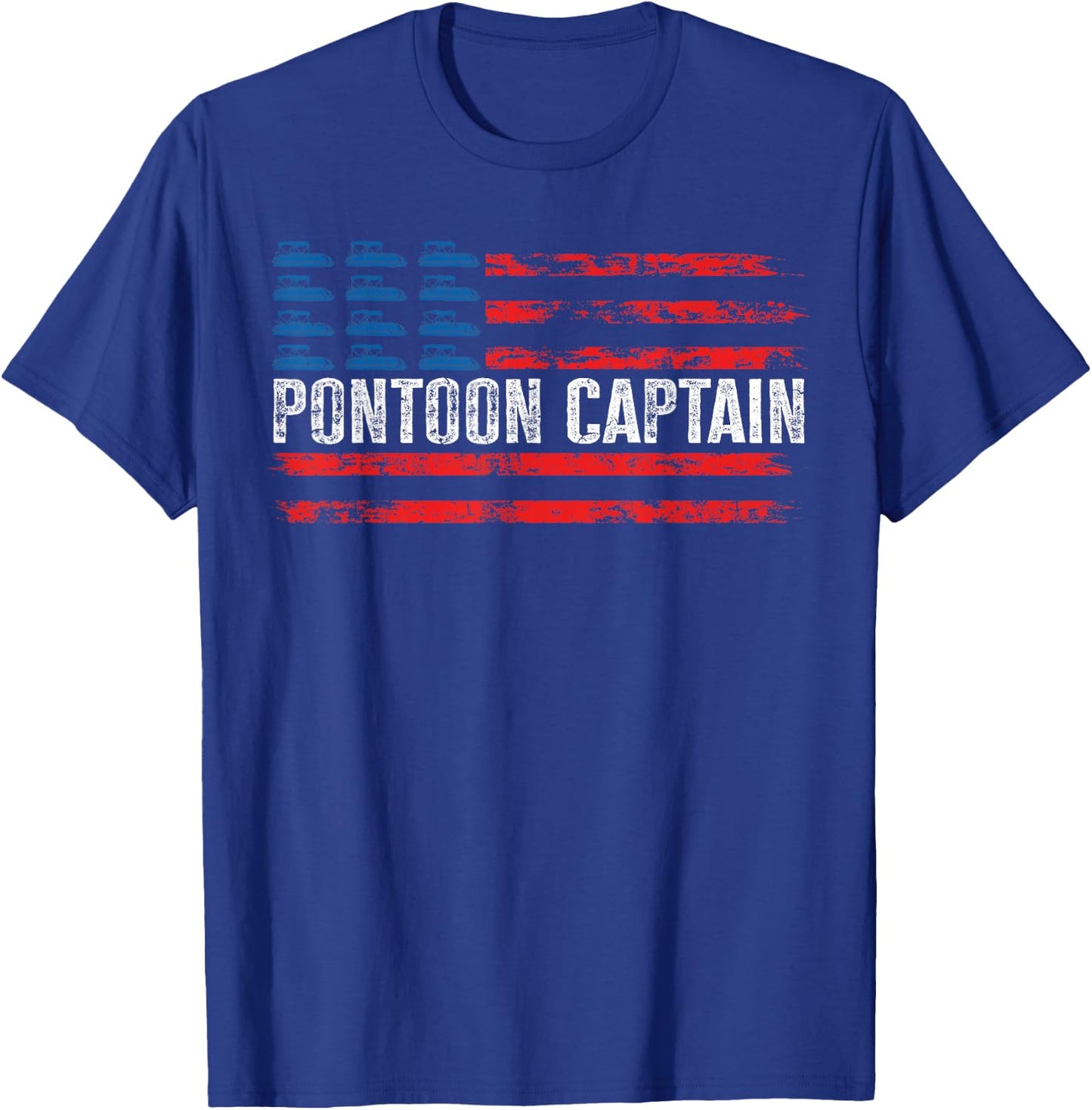 American Flag Boating Clothing Men's Black Pontoon Boat Captain 4th of July T-Shirt - T-Shirt | Royal
