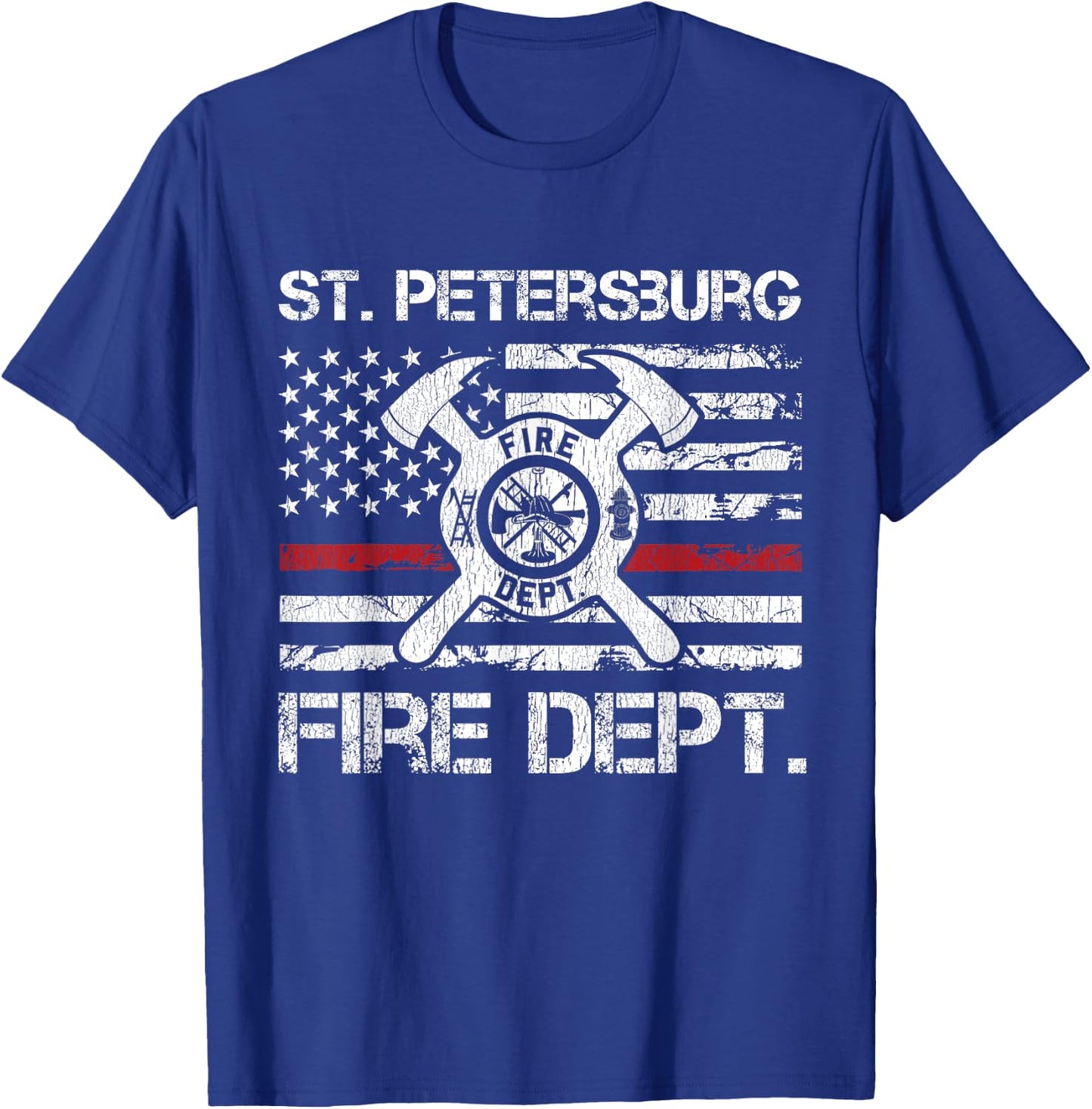 St Petersburg Florida Fire Department Thin Red Line Fireman T-Shirt - T-Shirt | Royal