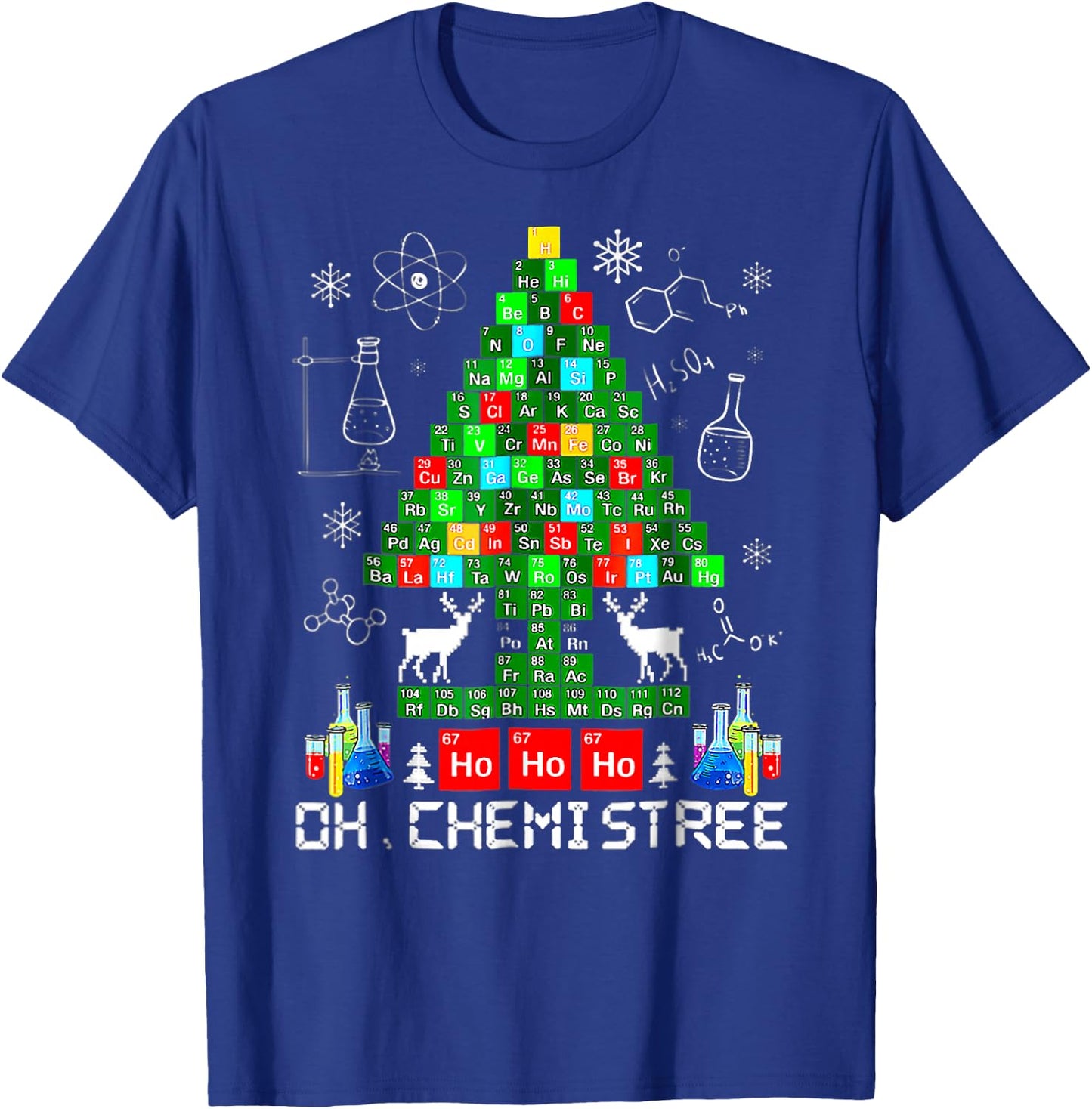 BORN Oh Chemistree Funny Science Christmas Tree Chemistry Chemist T-Shirt - T-Shirt | Royal