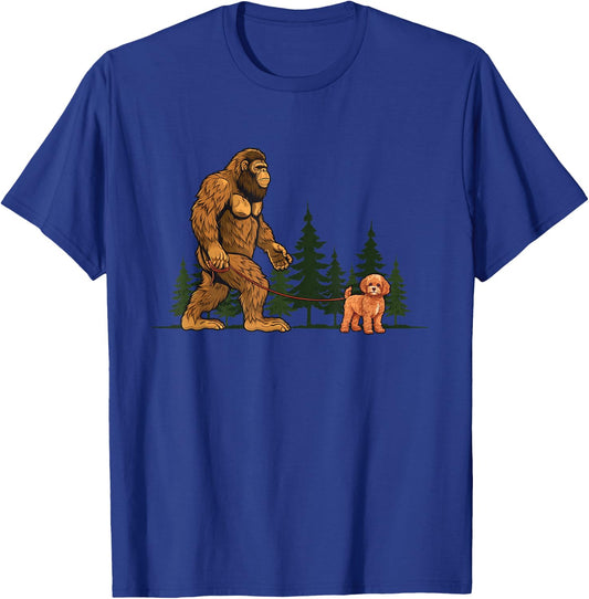 Funny Cavapoo Bigfoot Dog Walking Dog Mom Dad Kids T-Shirt - T-Shirt | Royal
