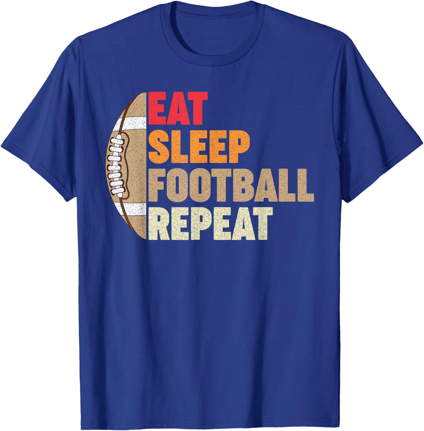 Retro Eat Sleep Football Repeat Men Women Teens Boys Girls T-Shirt - T-Shirt | Royal