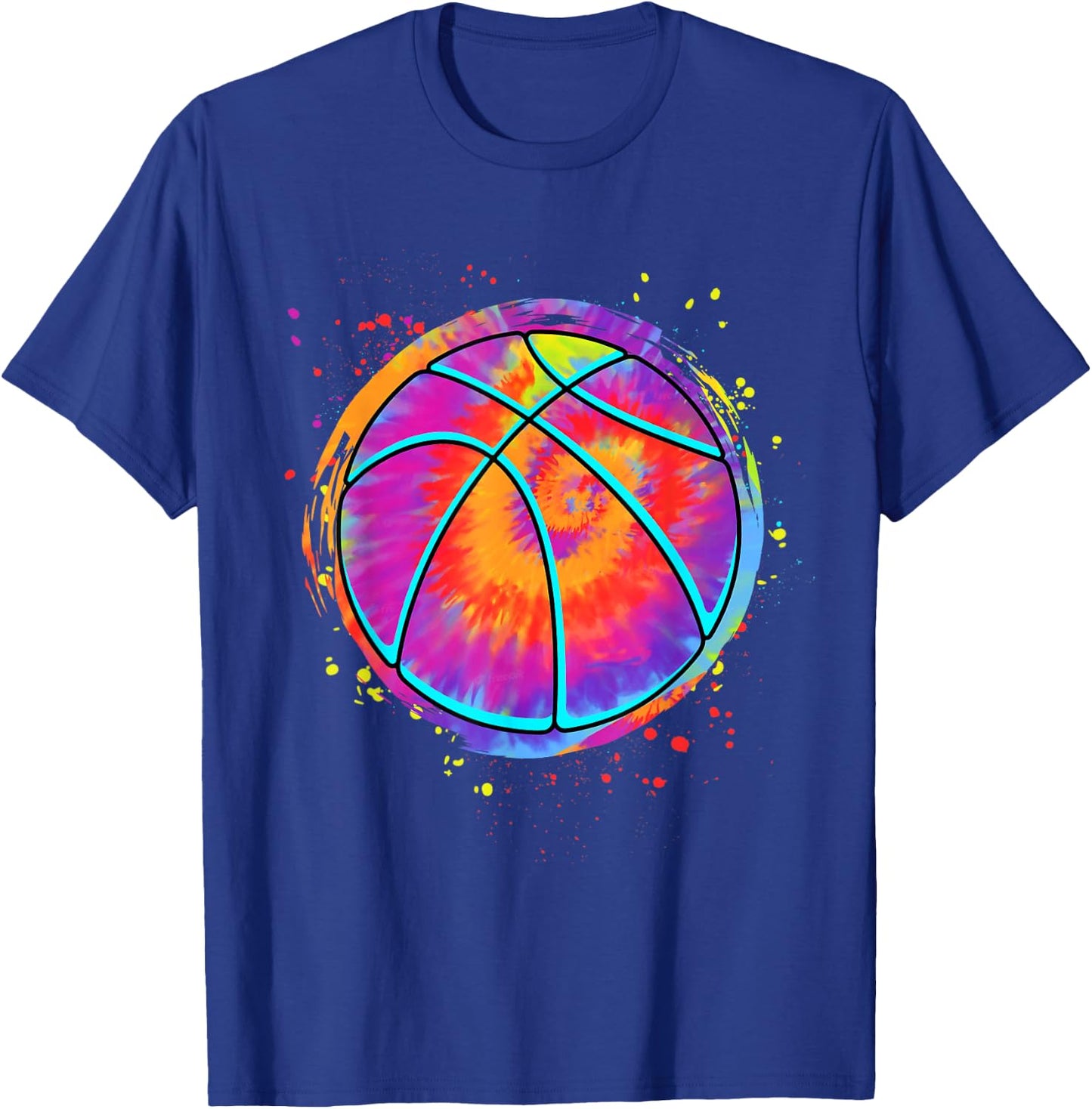 Tie Dye Basketball Ball Colorful Basketball Lovers Men Women T-Shirt - T-Shirt | Royal