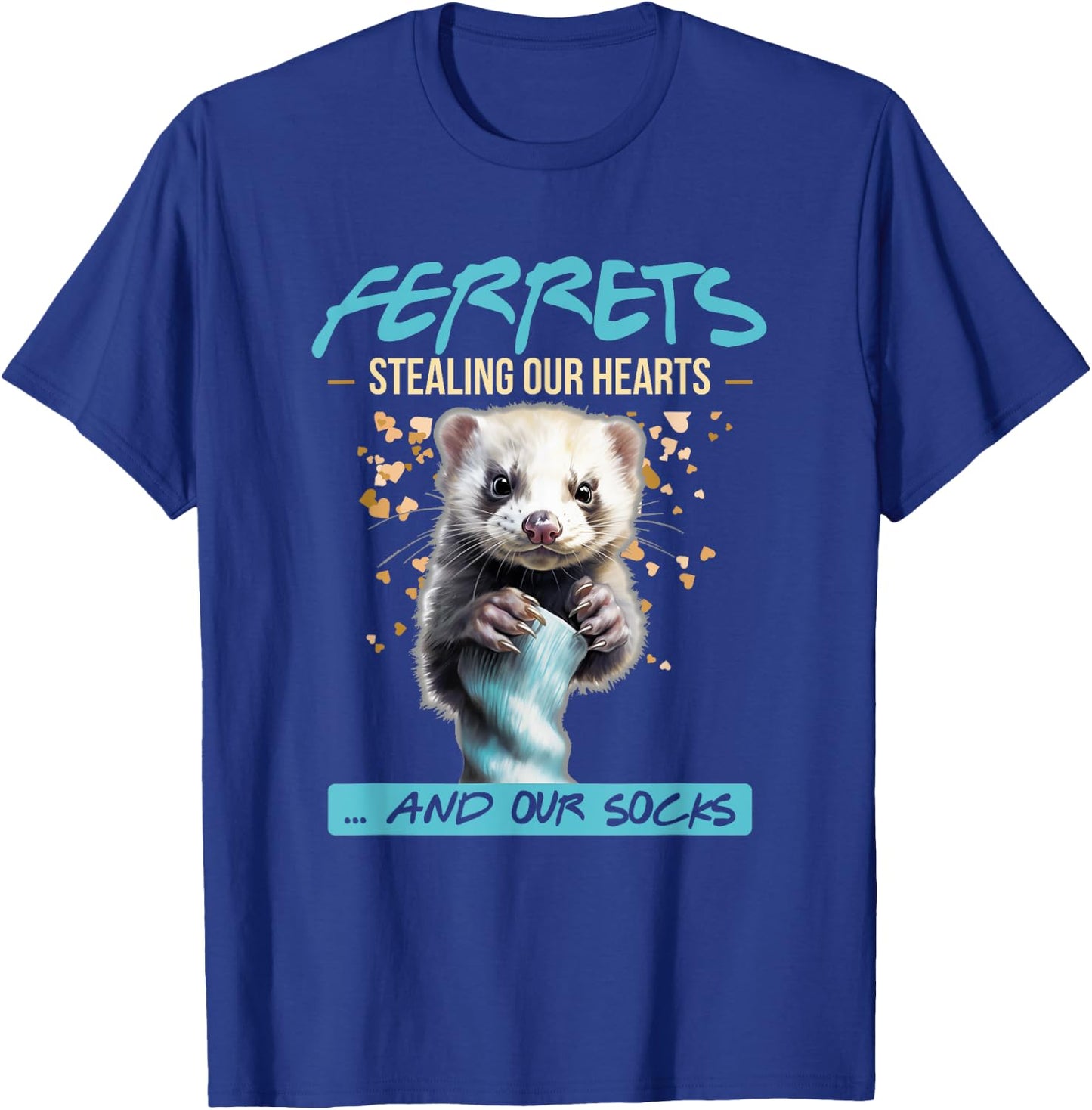 Ferrets Hearts & Socks | Ferret Pet Owner Funny T-Shirt - T-Shirt | Royal
